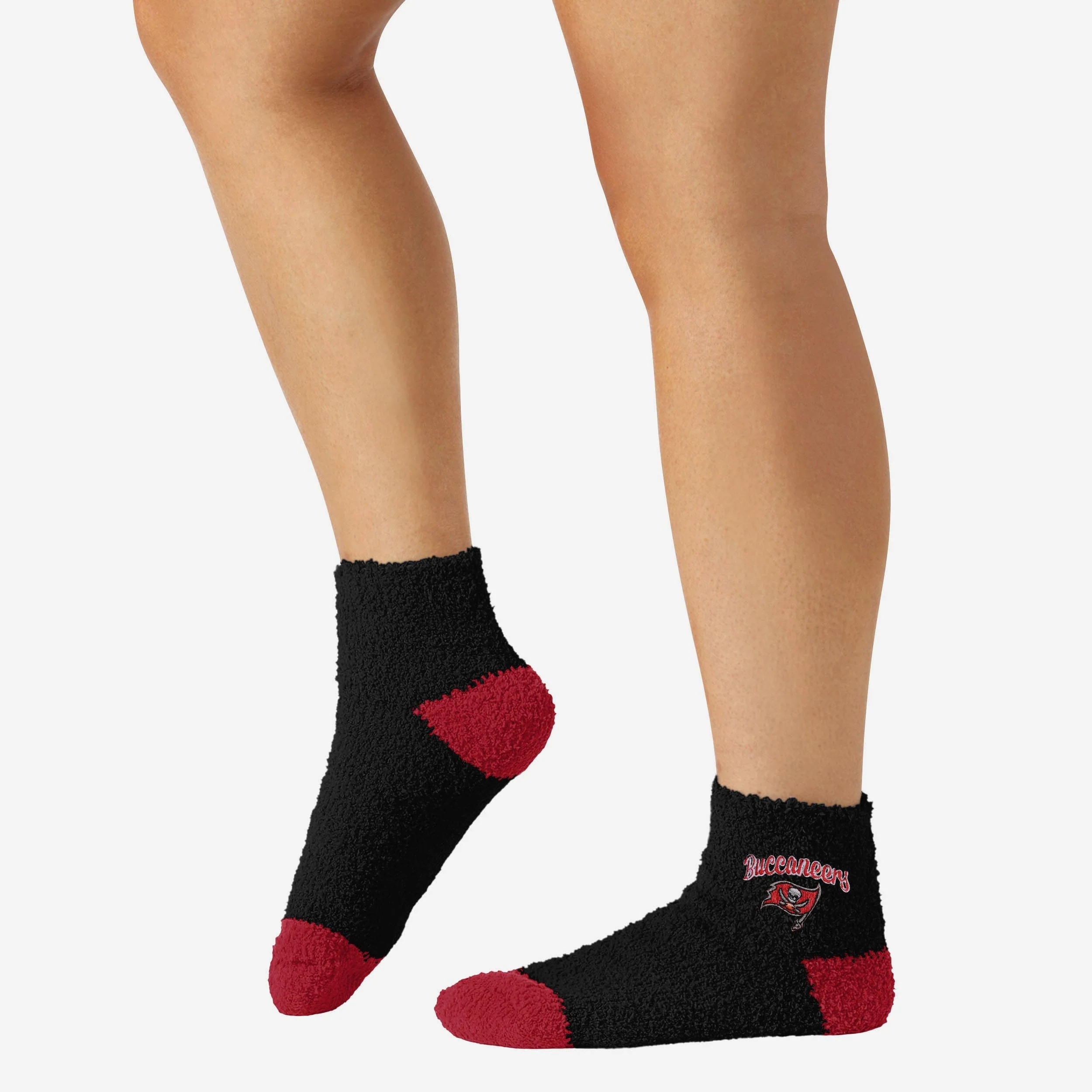 Tampa Bay Buccaneers 2 Pack Womens Script Logo Fuzzy Ankle Socks - Image 3