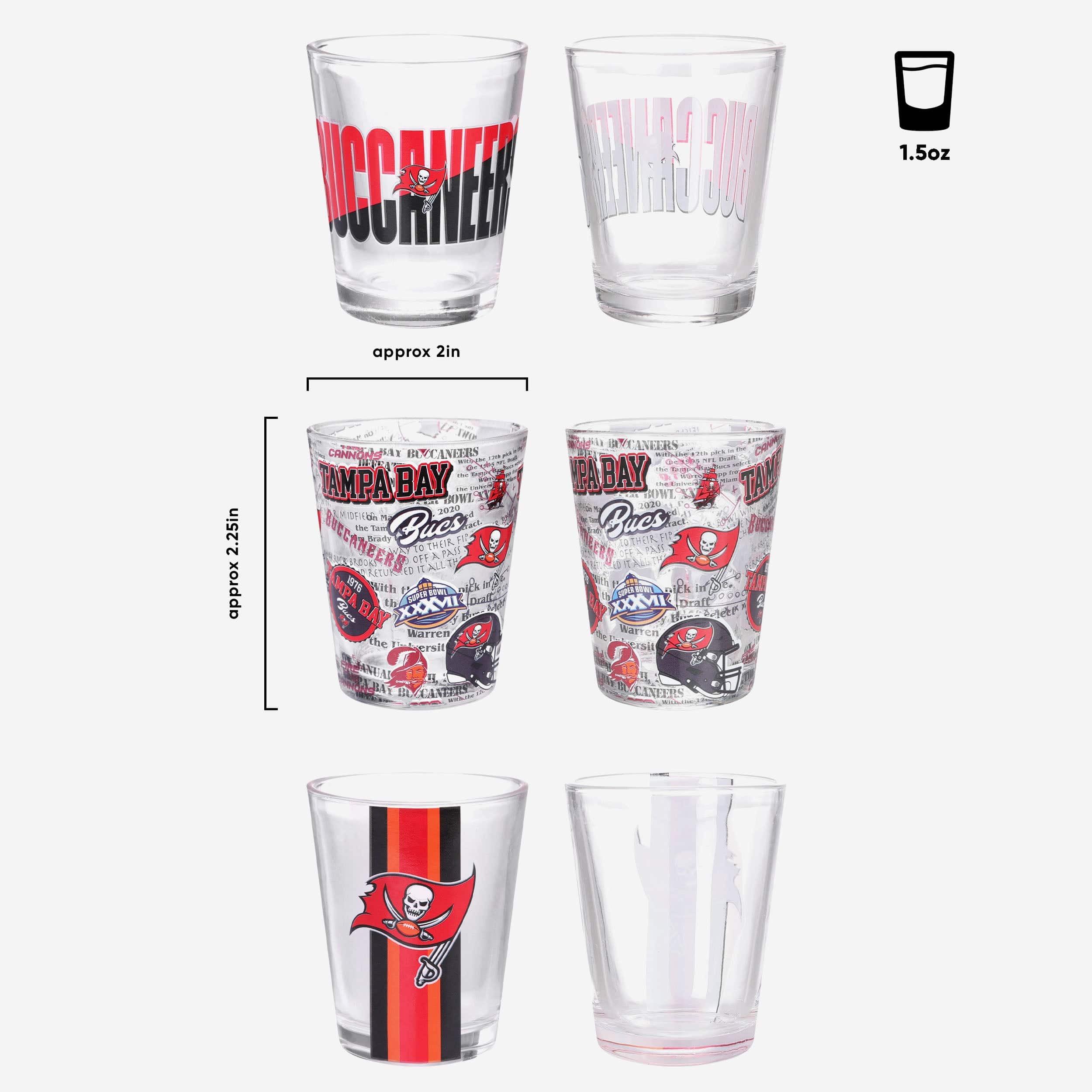 Tampa Bay Buccaneers 3 Pack Shot Glass - Image 3