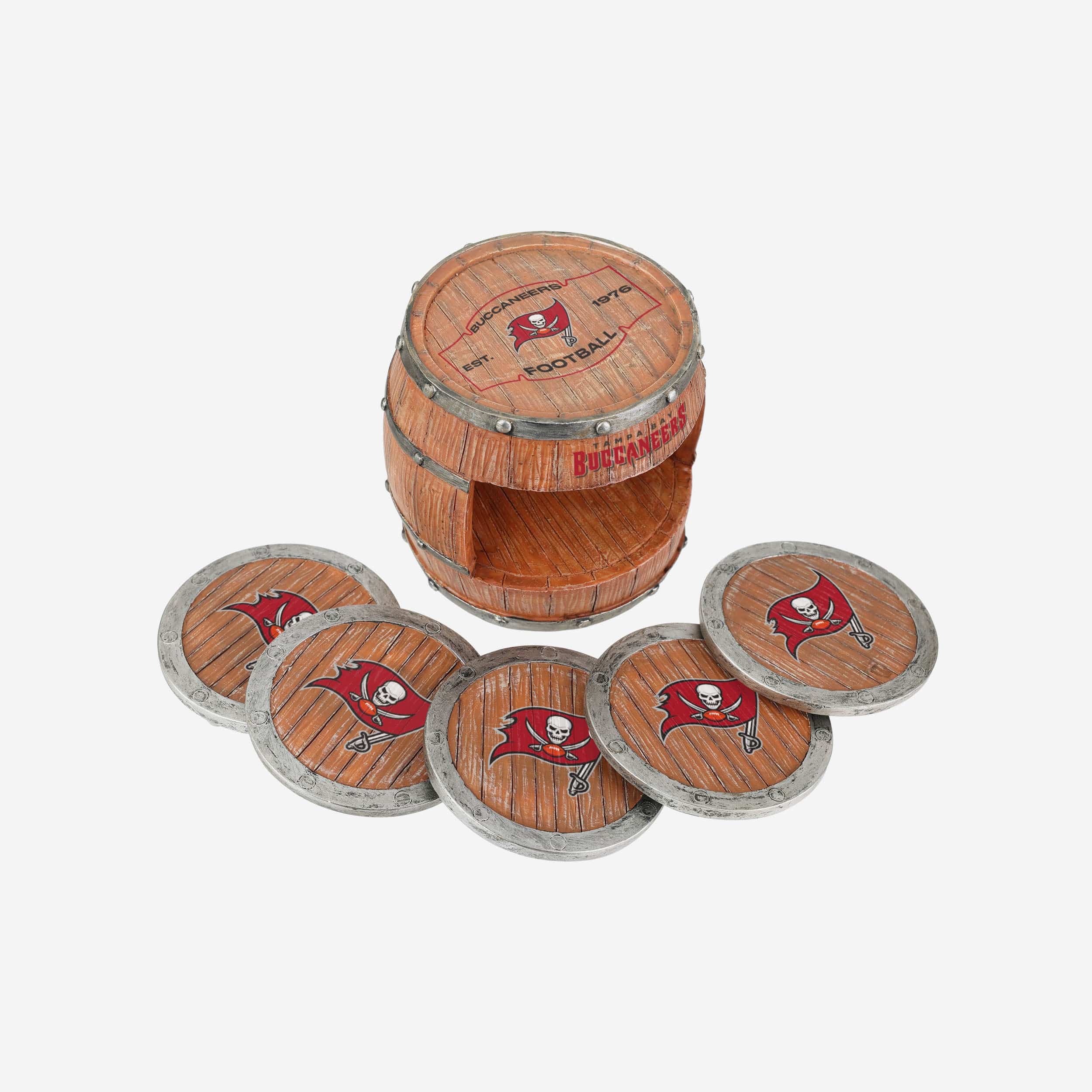 Tampa Bay Buccaneers 5 Pack Barrel Coaster Set - Image 3