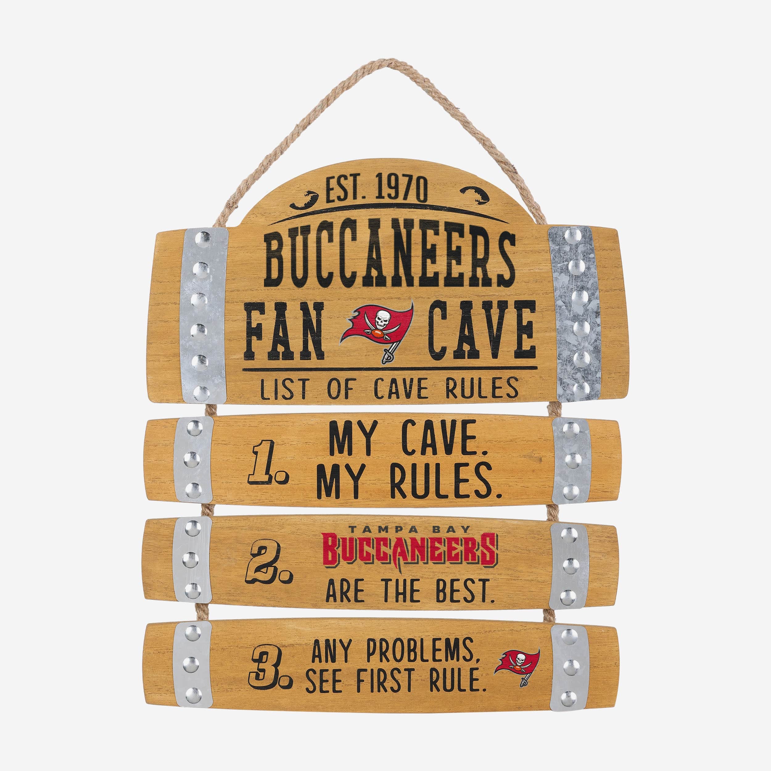 Tampa Bay Buccaneers Barrel Slat Mancave Sign
