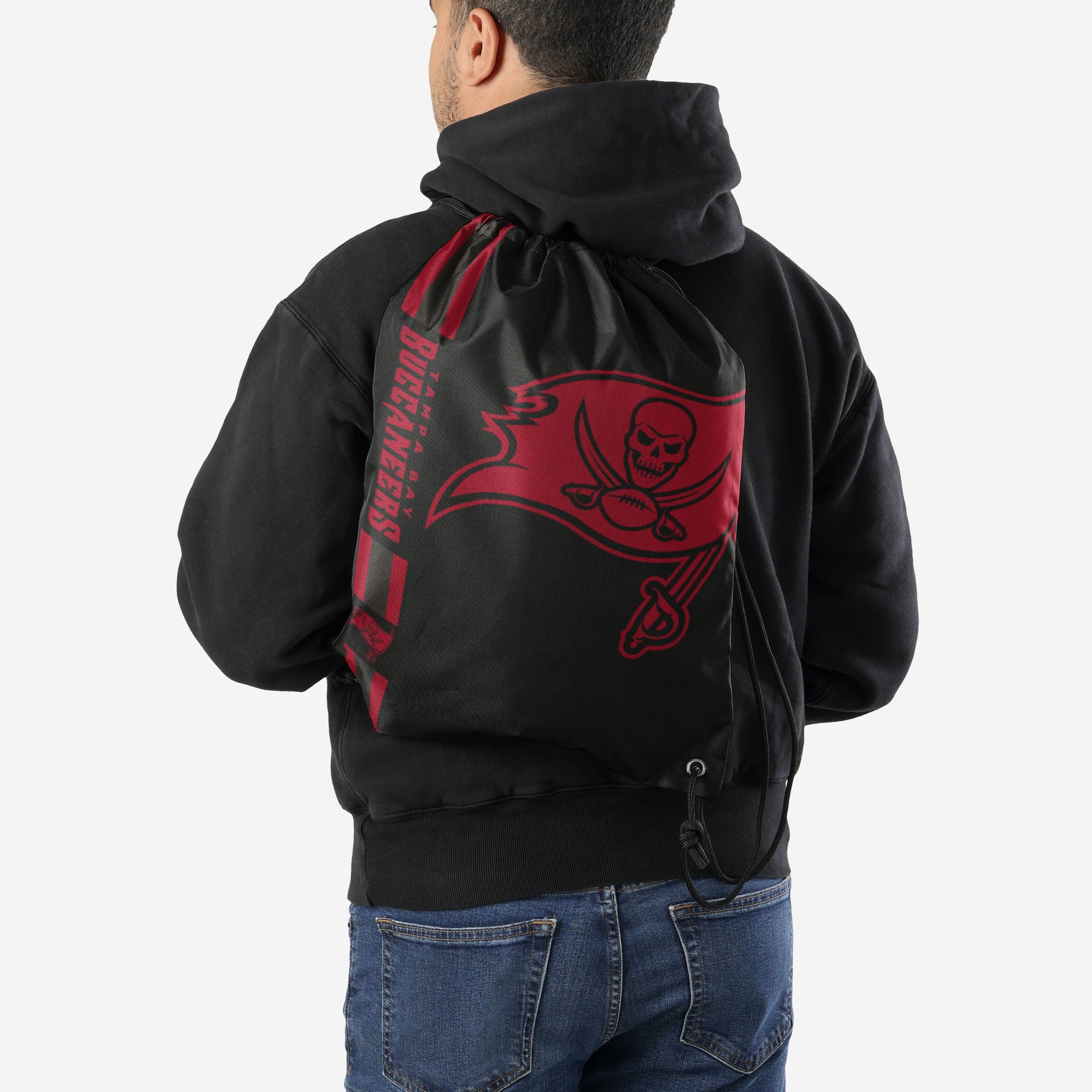 Tampa Bay Buccaneers Big Logo Side Stripe Drawstring Backpack - Image 2