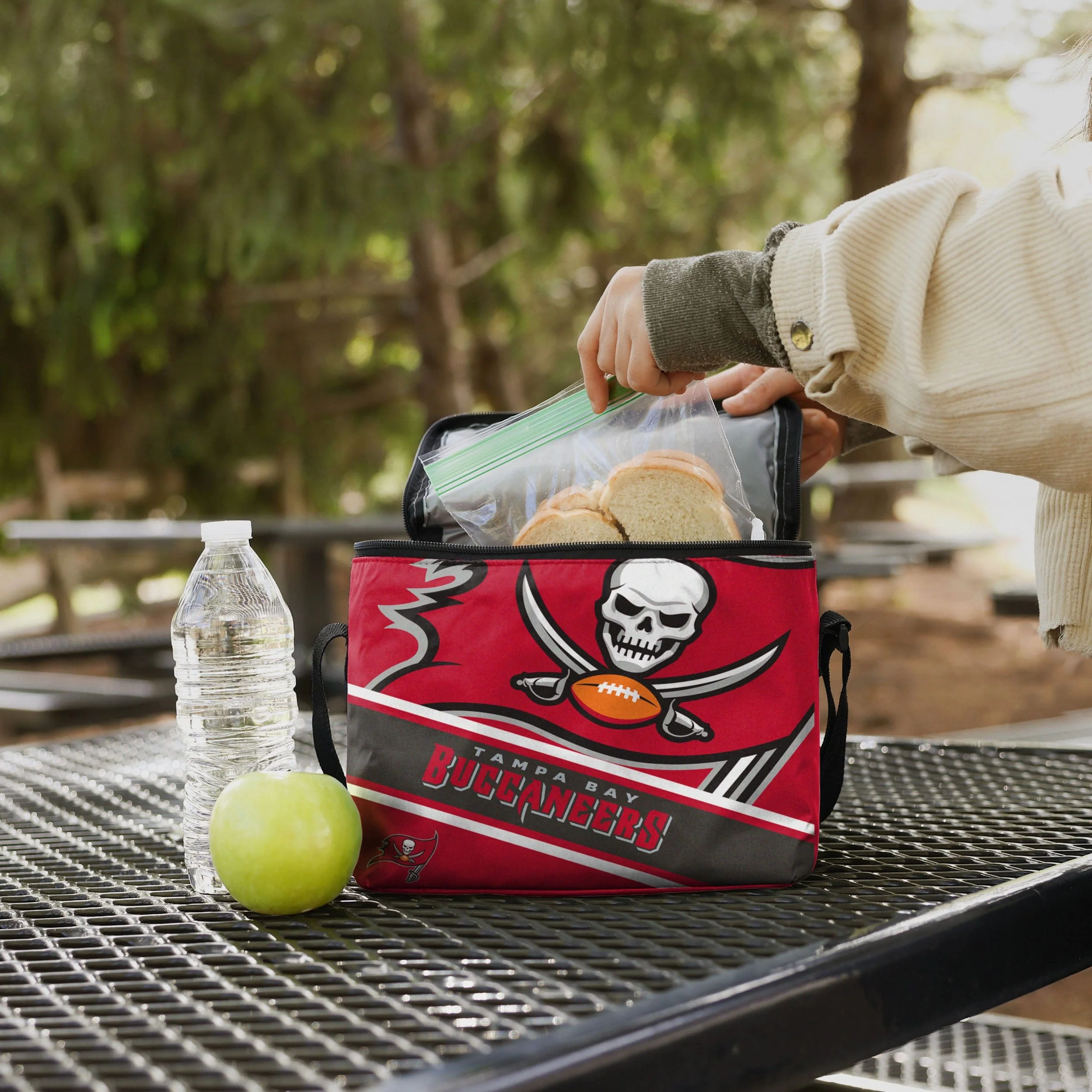 Tampa Bay Buccaneers Big Logo Stripe 6 Pack Cooler - Image 3