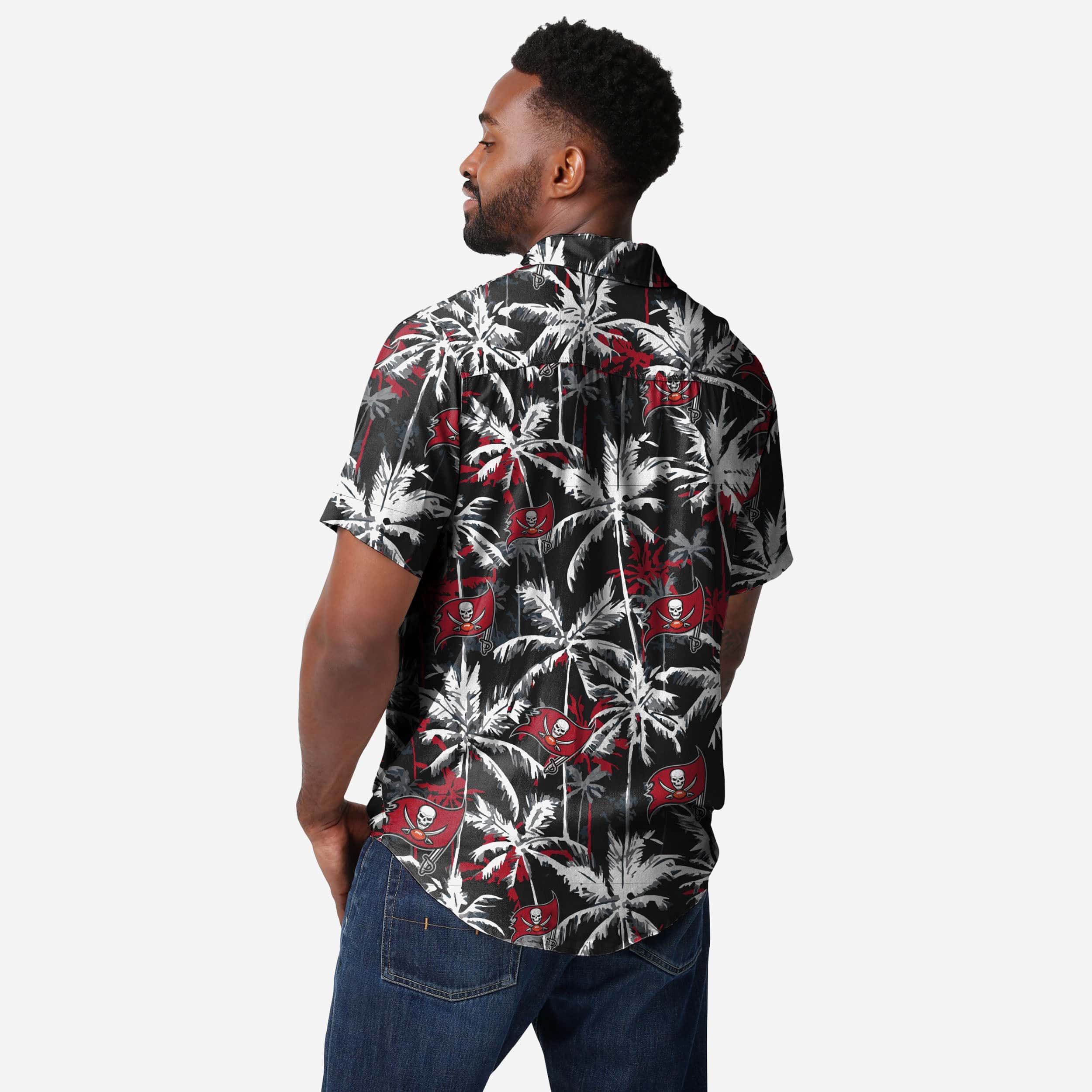 Tampa Bay Buccaneers Black Floral Button Up Shirt - Image 2