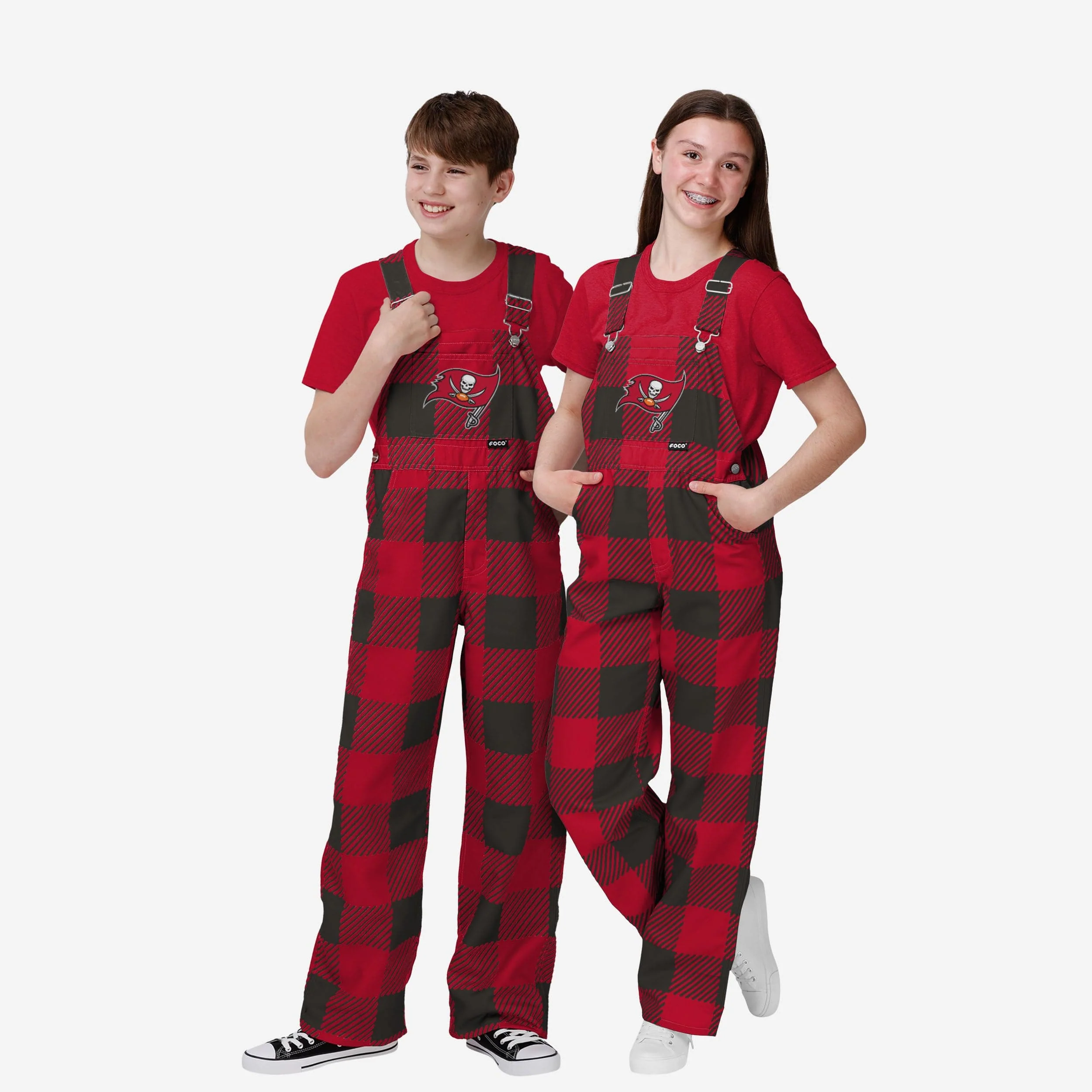 Tampa Bay Buccaneers Buffalo Youth Plaid Bib Overalls