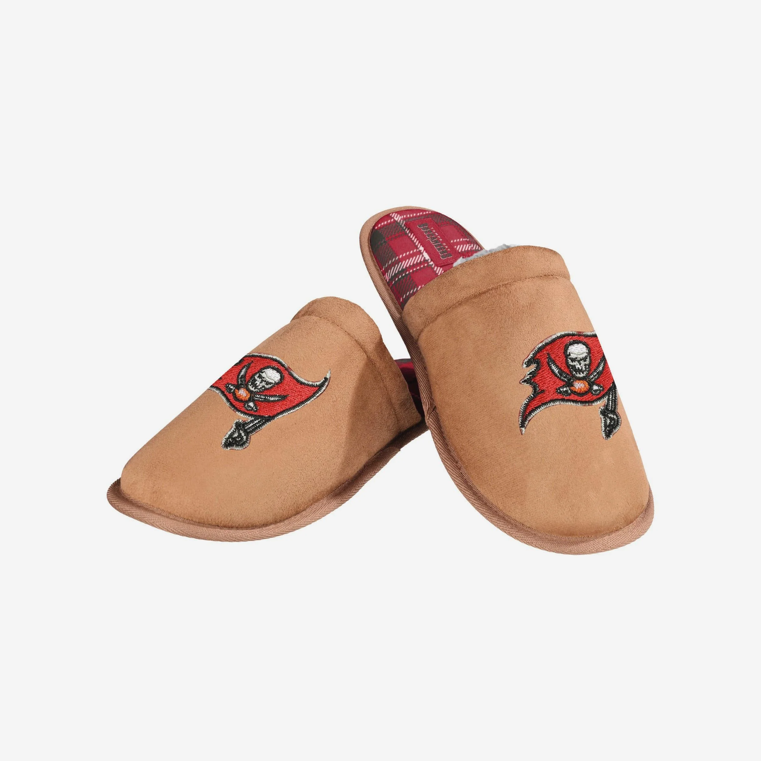 Tampa Bay Buccaneers Flannel Lined Brown Suede Scuff Slipper - Image 3