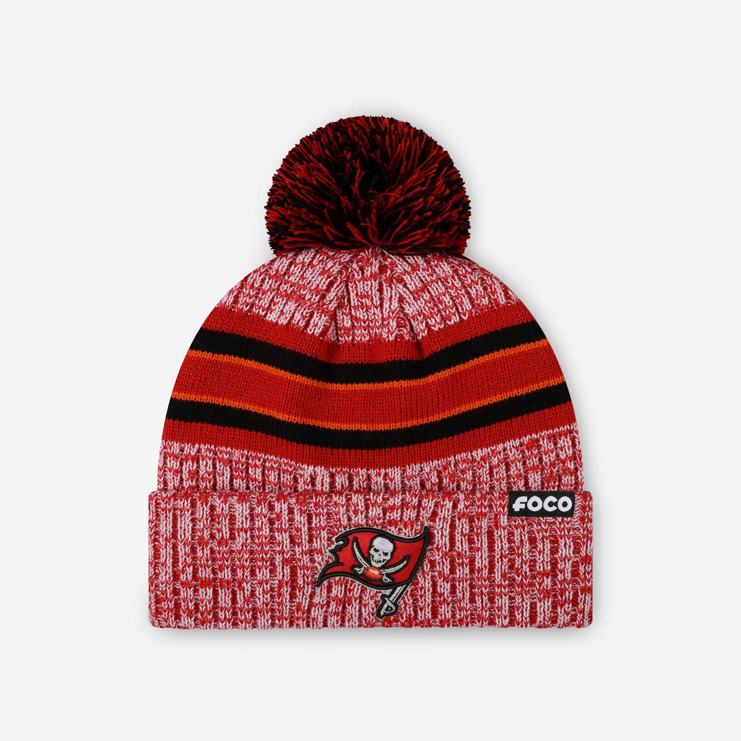 Tampa Bay Buccaneers Heather Team Stripe Lined Pom Beanie