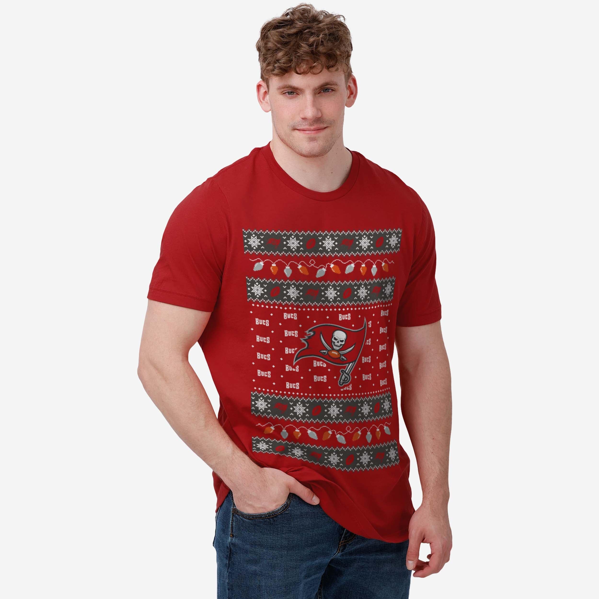 Tampa Bay Buccaneers Holiday Lights Sweater T-Shirt - Image 2