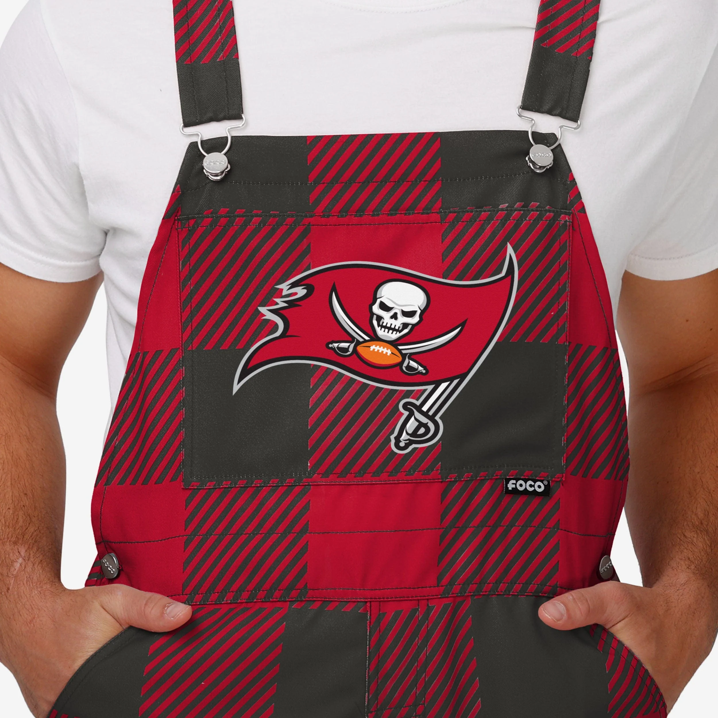 Tampa Bay Buccaneers Mens Plaid Bib Overalls - Image 4