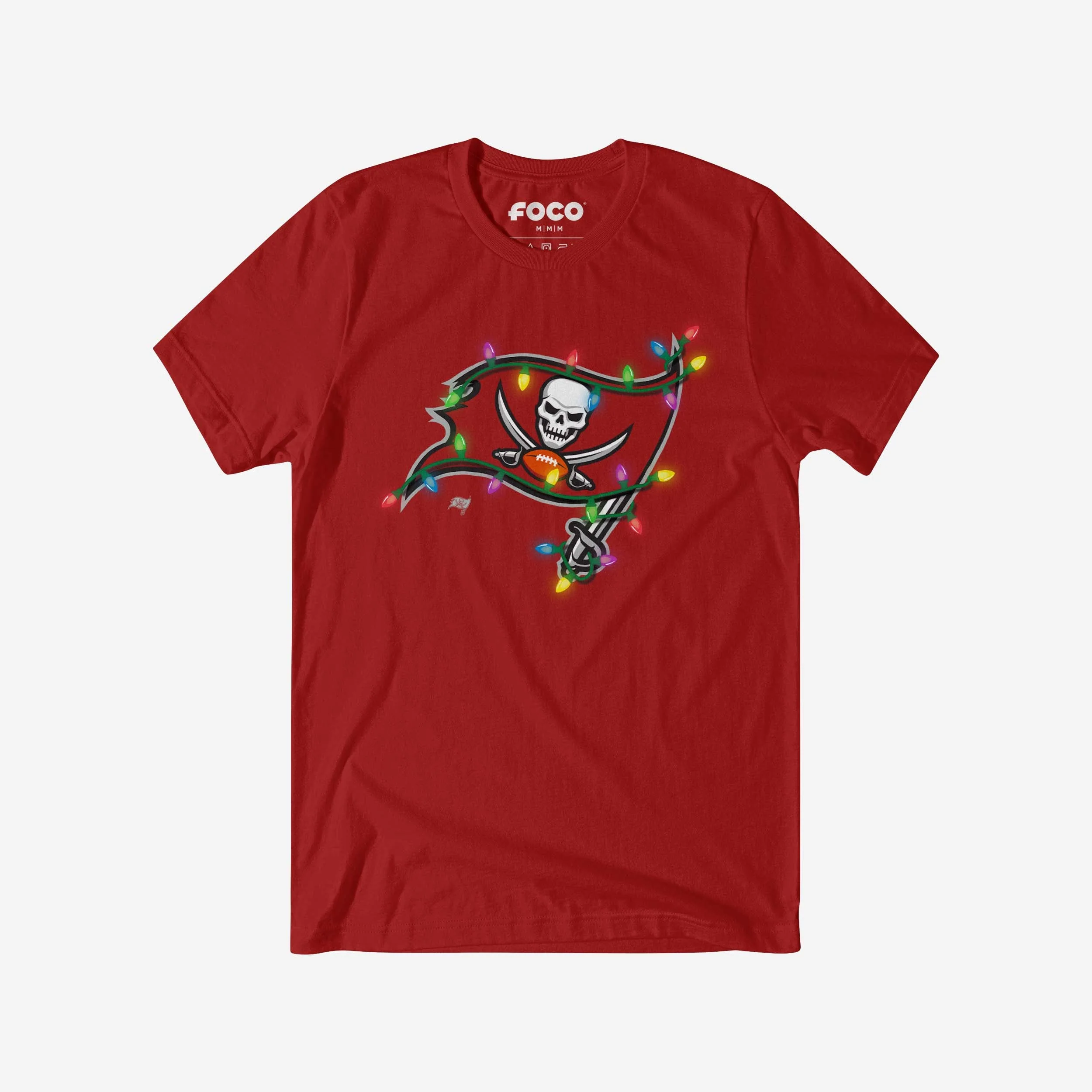 Tampa Bay Buccaneers Primary Logo Holiday Lights T-Shirt