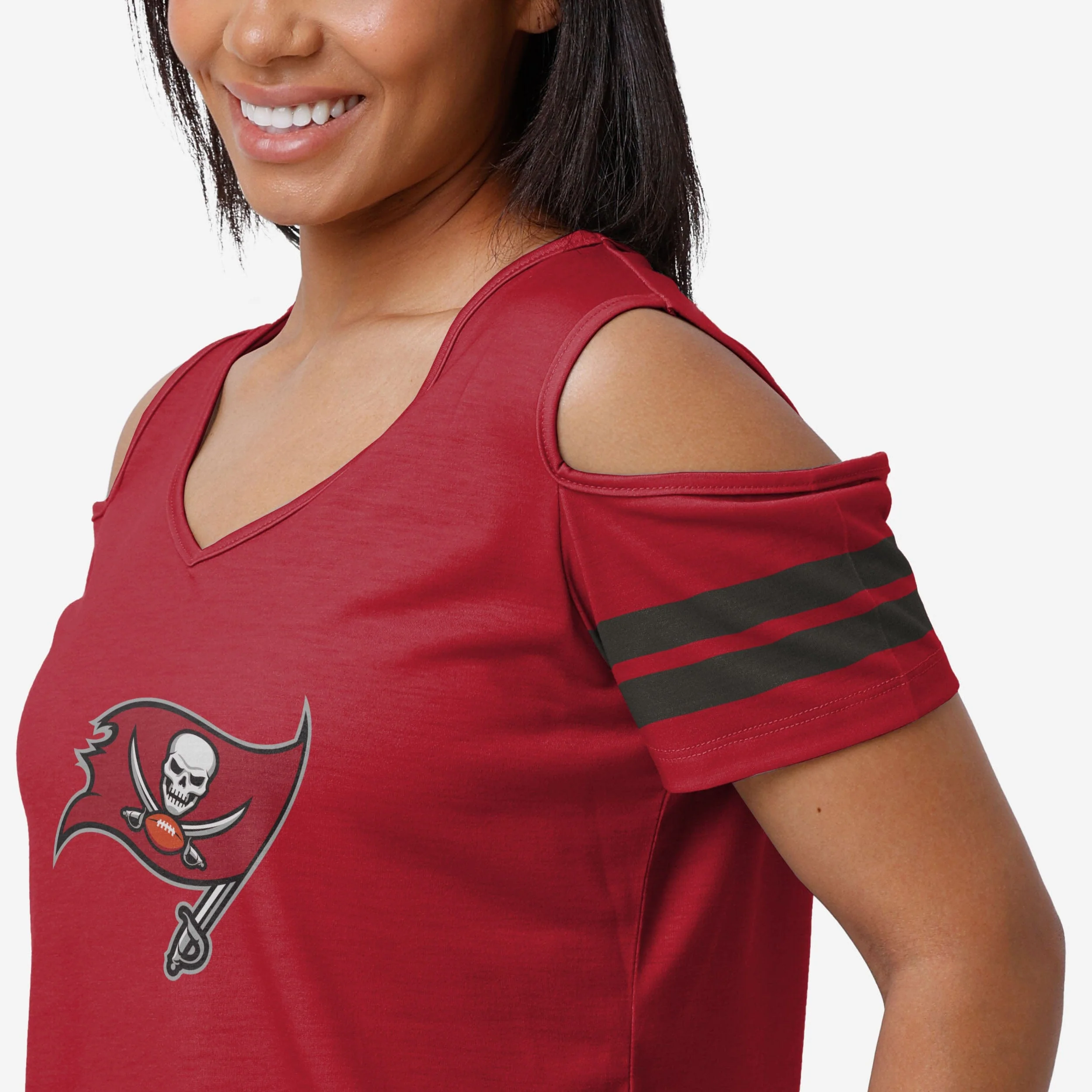 Tampa Bay Buccaneers Womens Cold Shoulder T-Shirt - Image 3