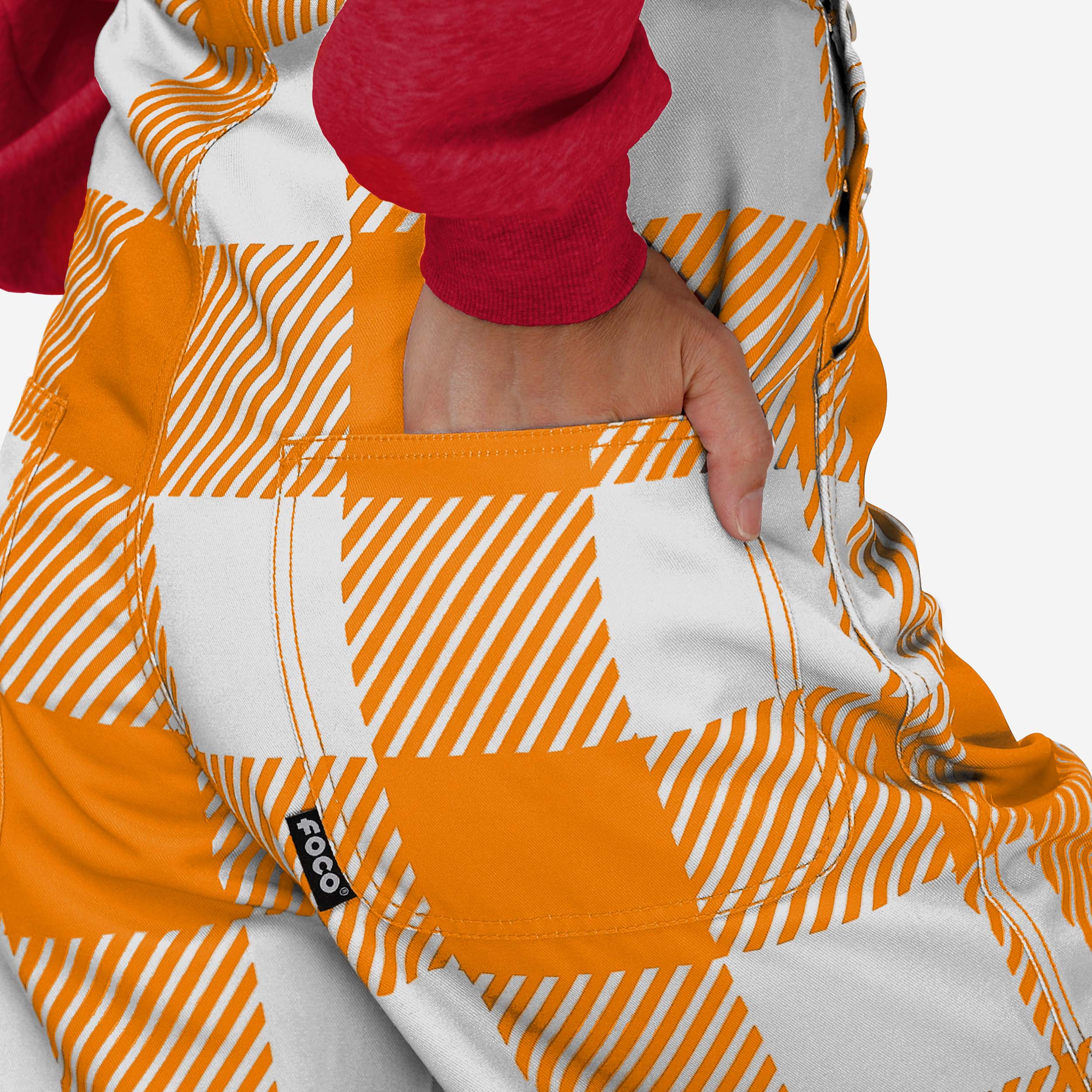 Tampa Bay Buccaneers Womens Creamsicle Plaid Thematic Bib Overalls - Image 6