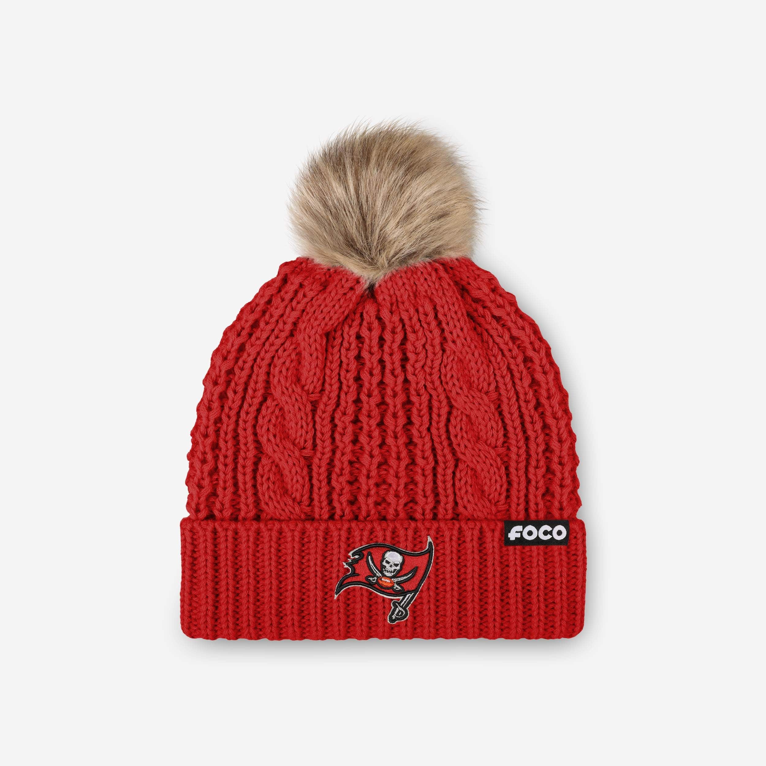 Tampa Bay Buccaneers Womens Faux Fur Pom Beanie