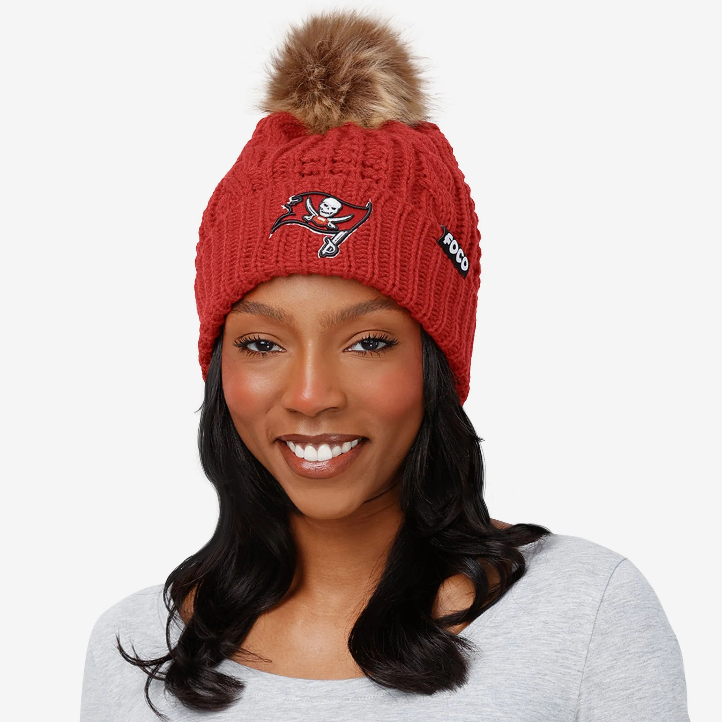 Tampa Bay Buccaneers Womens Faux Fur Pom Beanie - Image 3
