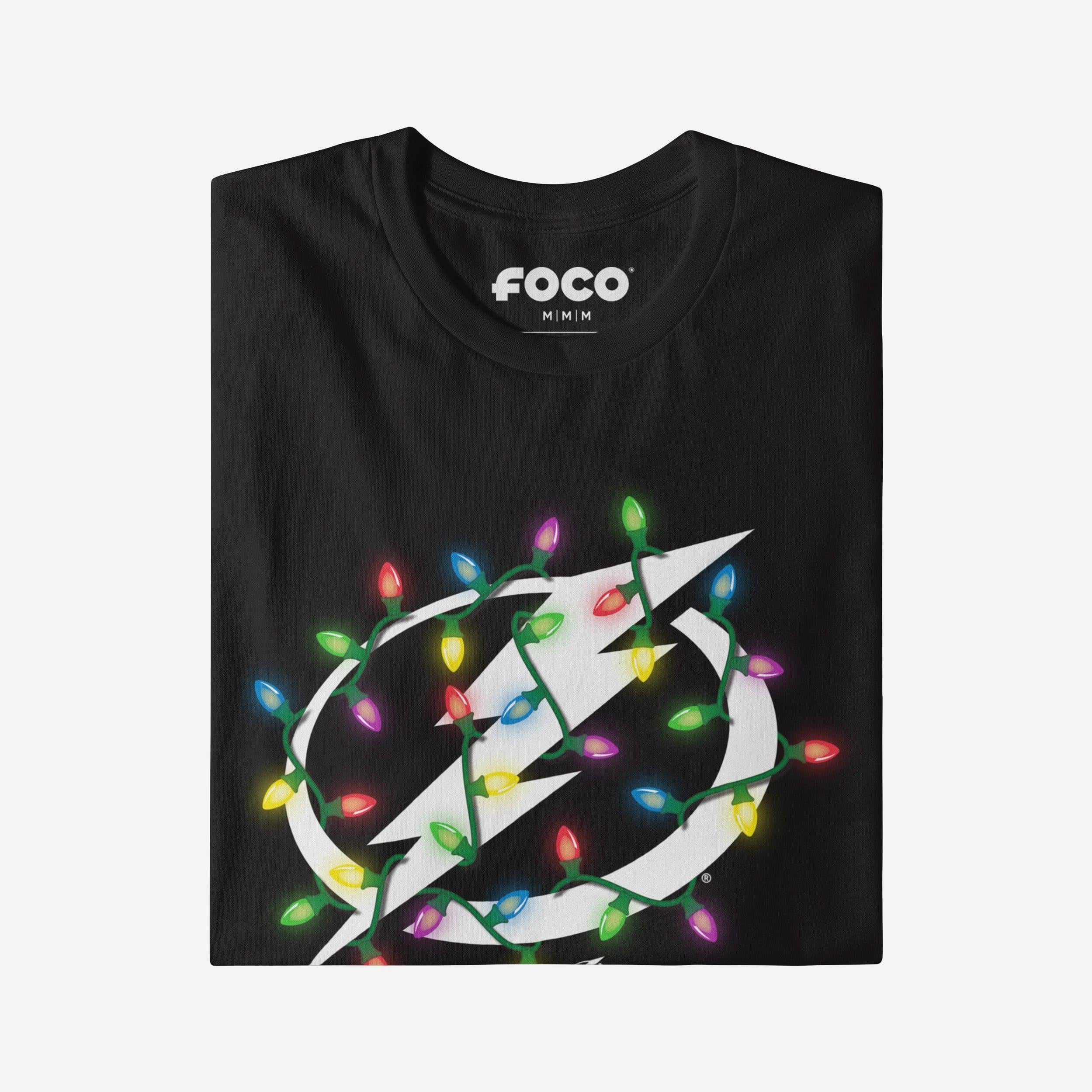 Tampa Bay Lightning Primary Logo Holiday Lights T-Shirt - Image 3