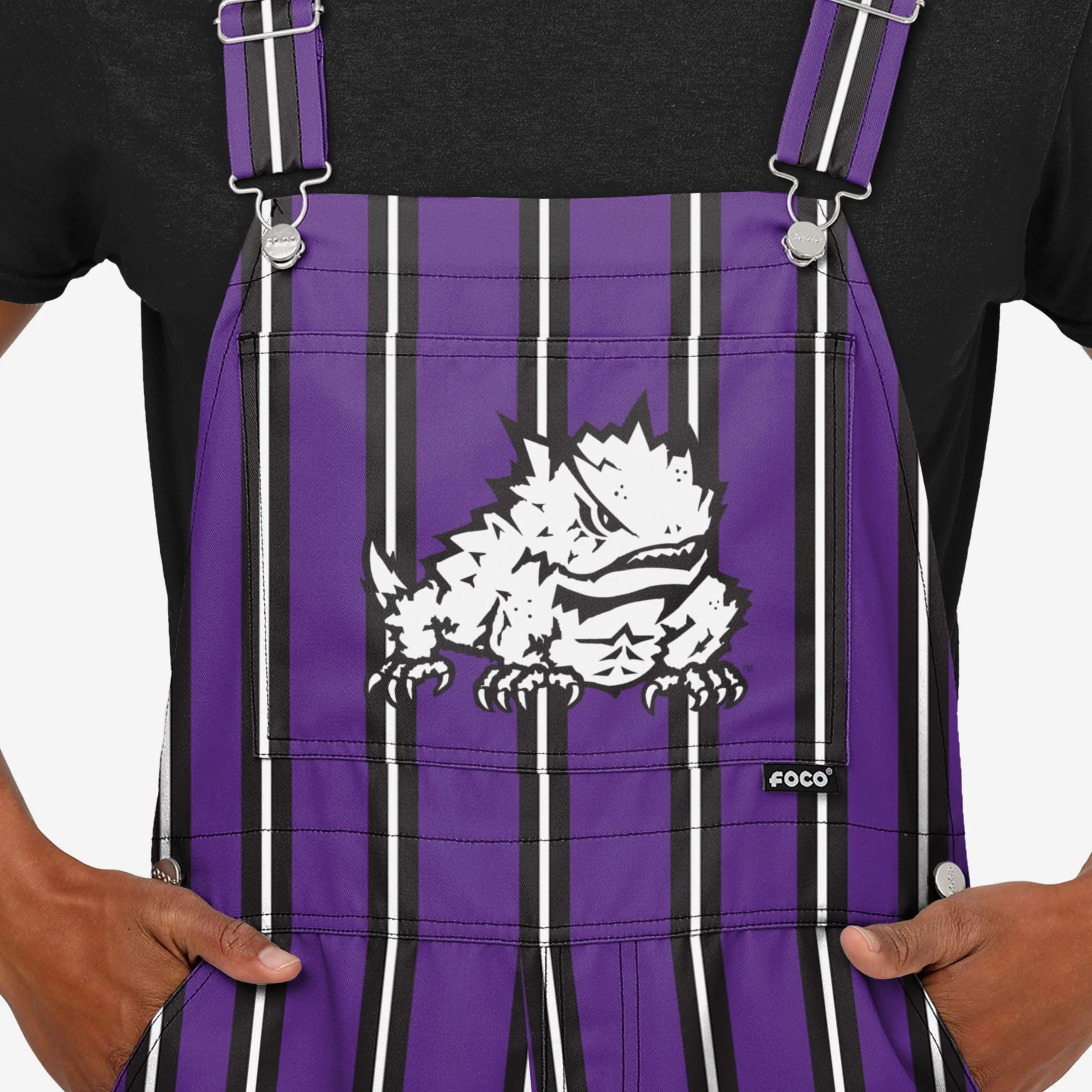 TCU Horned Frogs Mens Sideline Spirit Bib Overalls - Image 4