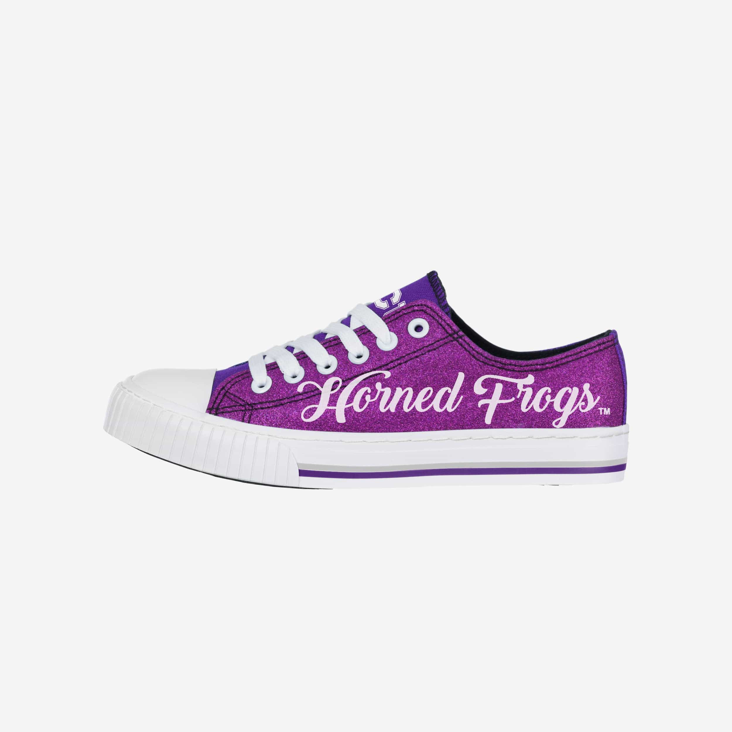TCU Horned Frogs Womens Color Glitter Low Top Canvas Shoes