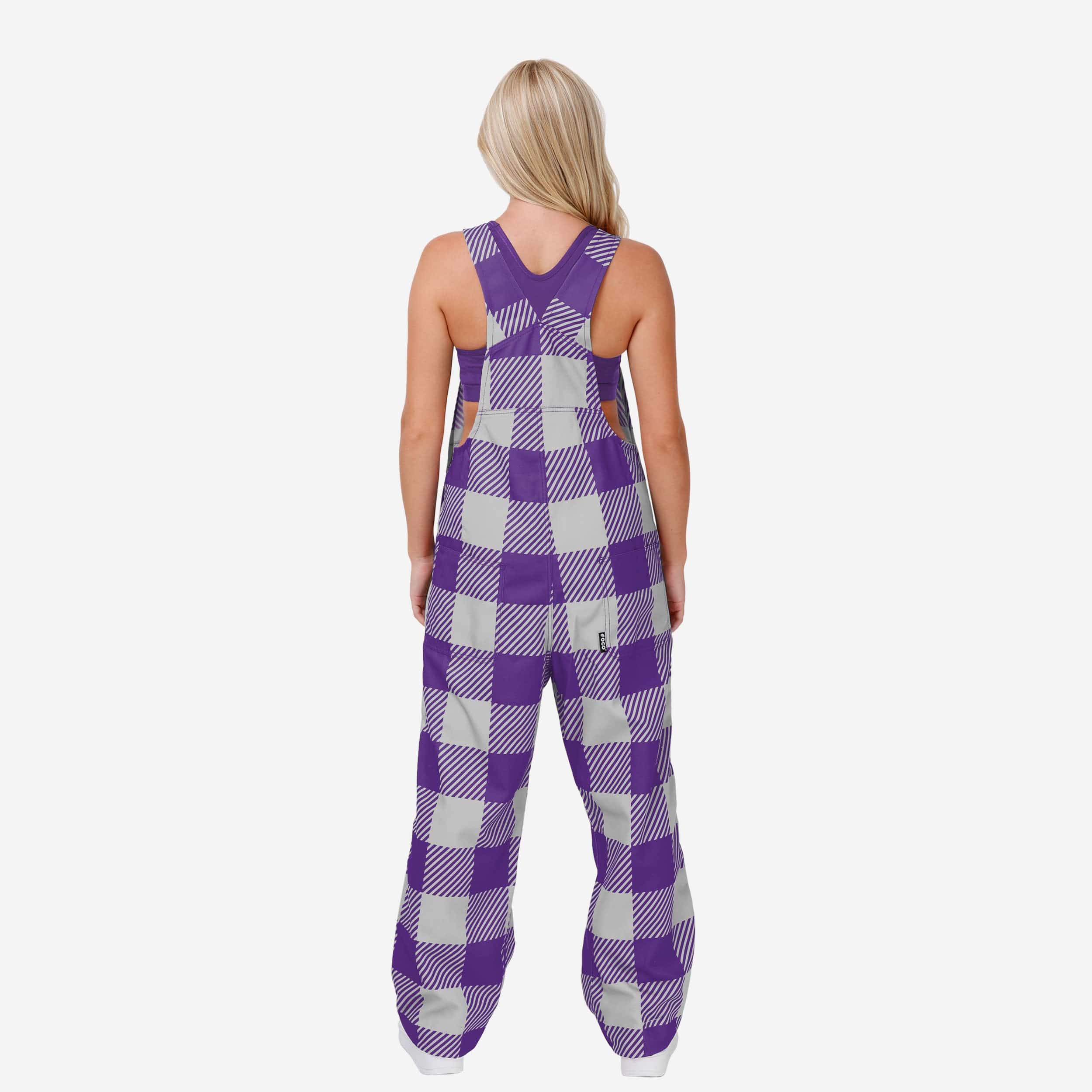 TCU Horned Frogs Womens Plaid Bib Overalls - Image 2