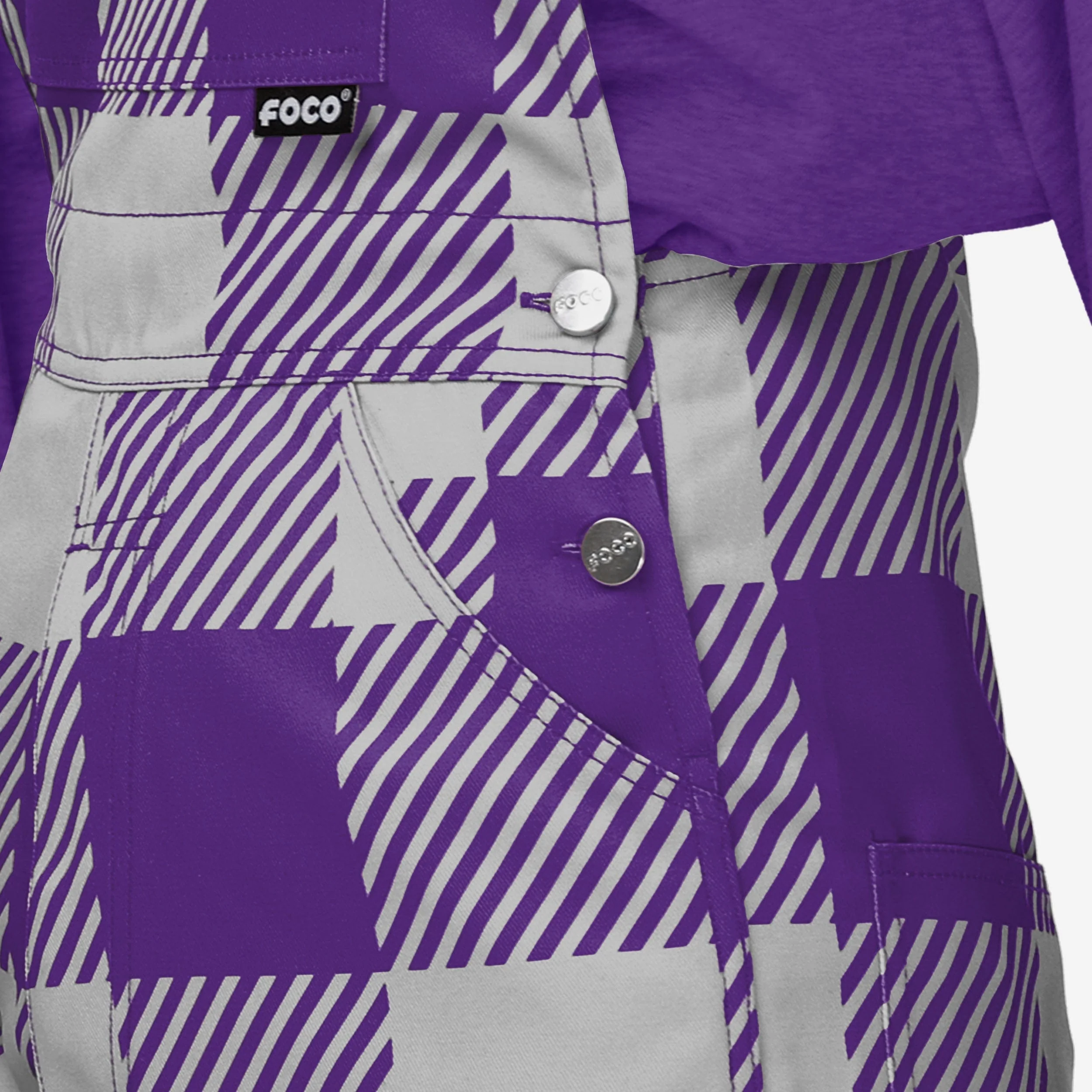TCU Horned Frogs Womens Plaid Bib Overalls - Image 5