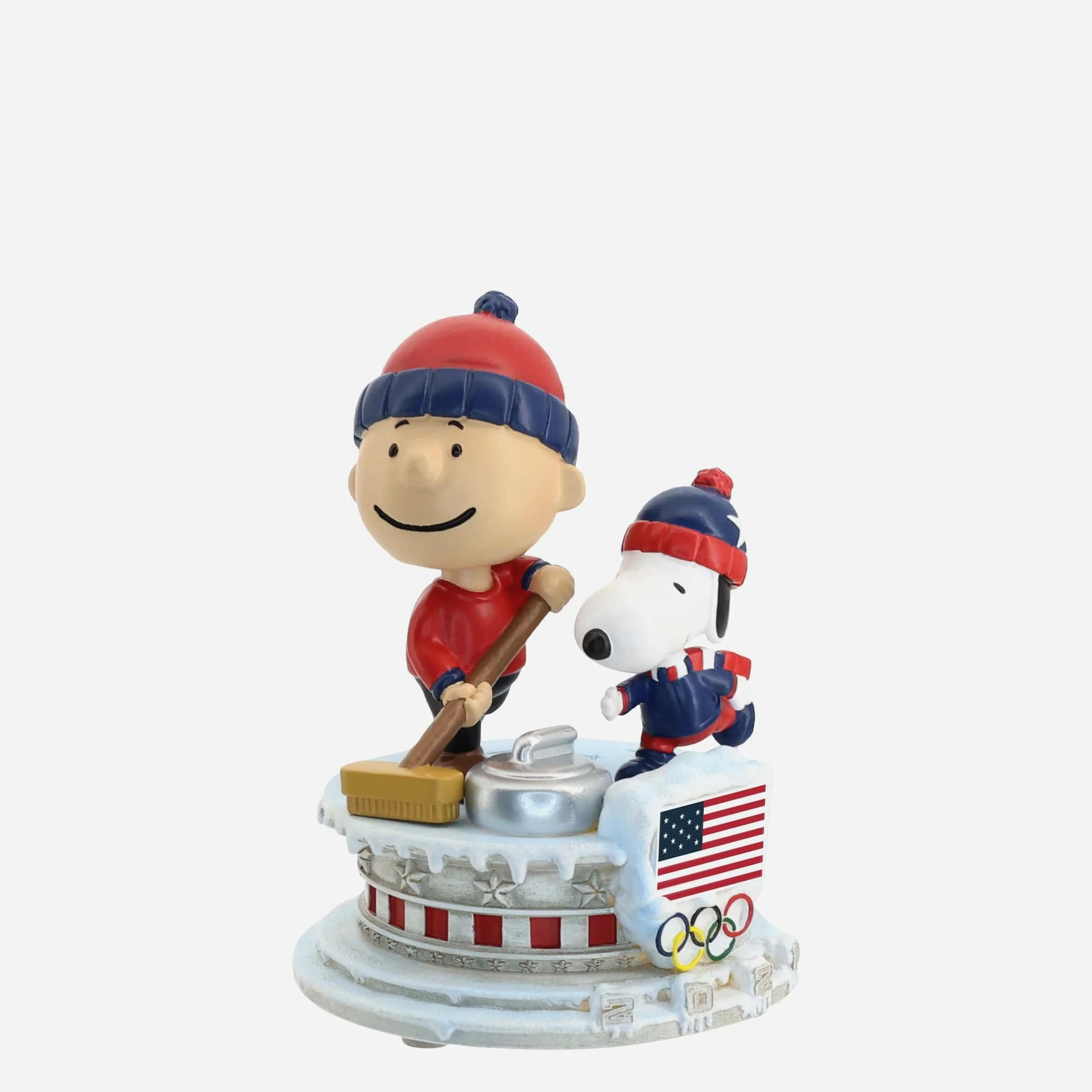 Team USA Charlie Brown & Snoopy Peanuts Curling Mini Bobblehead Scene - Image 5