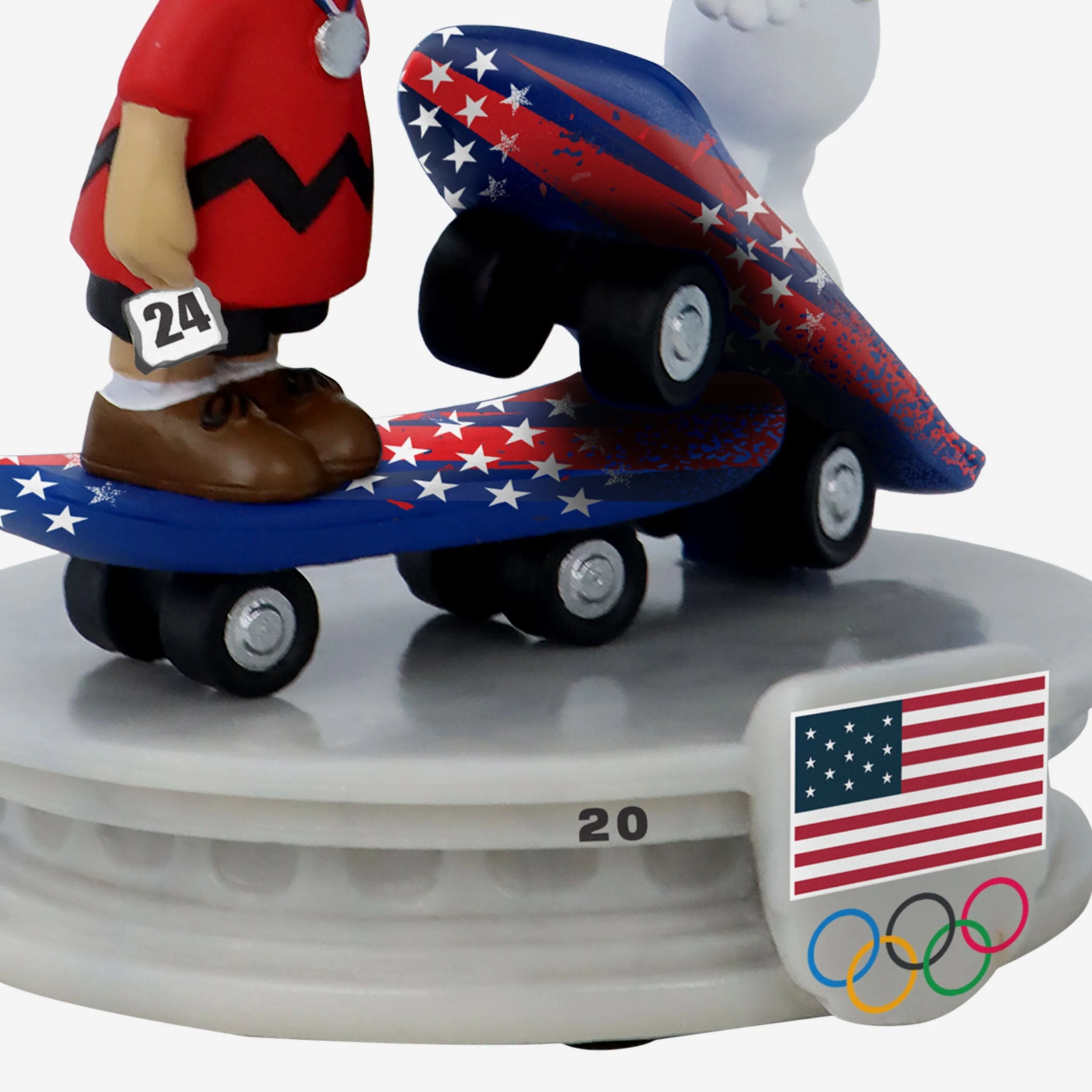 Team USA Charlie Brown & Snoopy Peanuts Skateboarding Dual Mini Bobblehead - Image 4