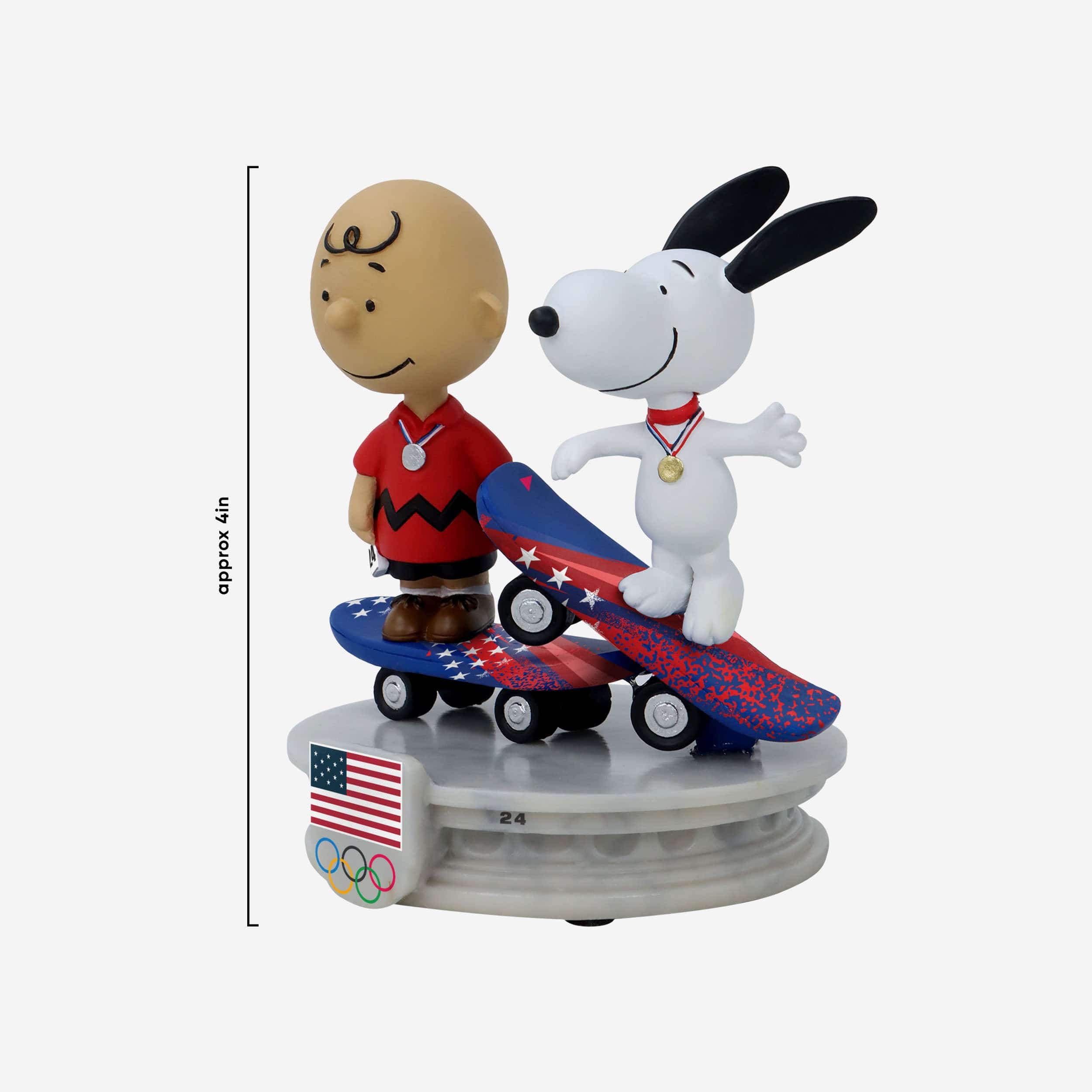 Team USA Charlie Brown & Snoopy Peanuts Skateboarding Dual Mini Bobblehead - Image 5