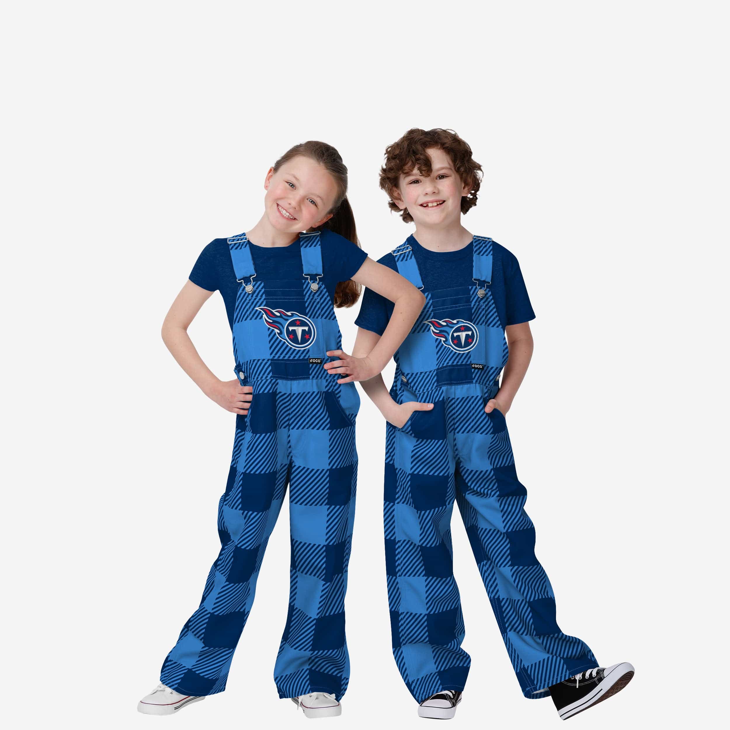 Tennessee Titans Buffalo Youth Plaid Bib Overalls