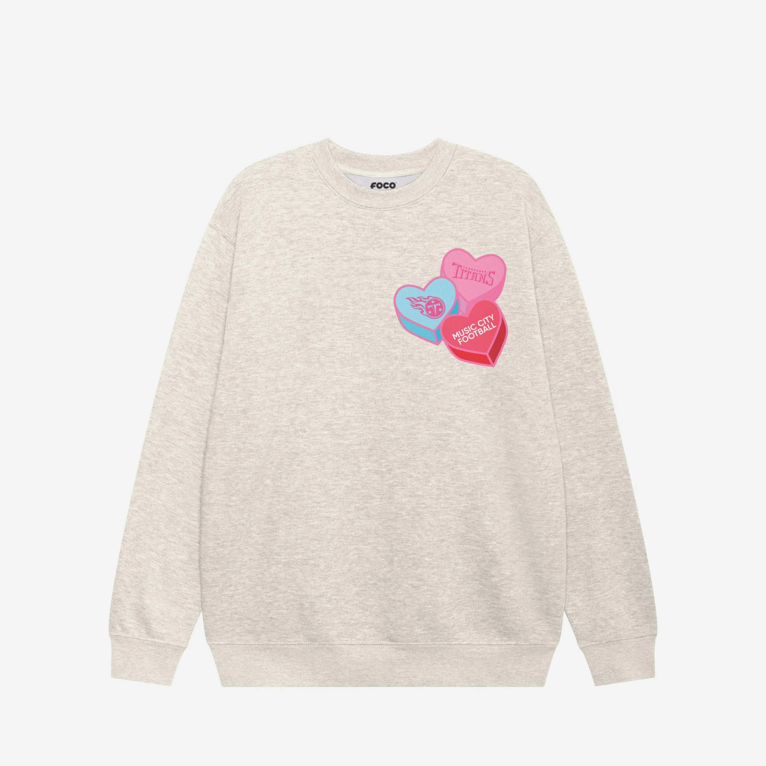 Tennessee Titans Candy Heart Crew Neck Sweatshirt