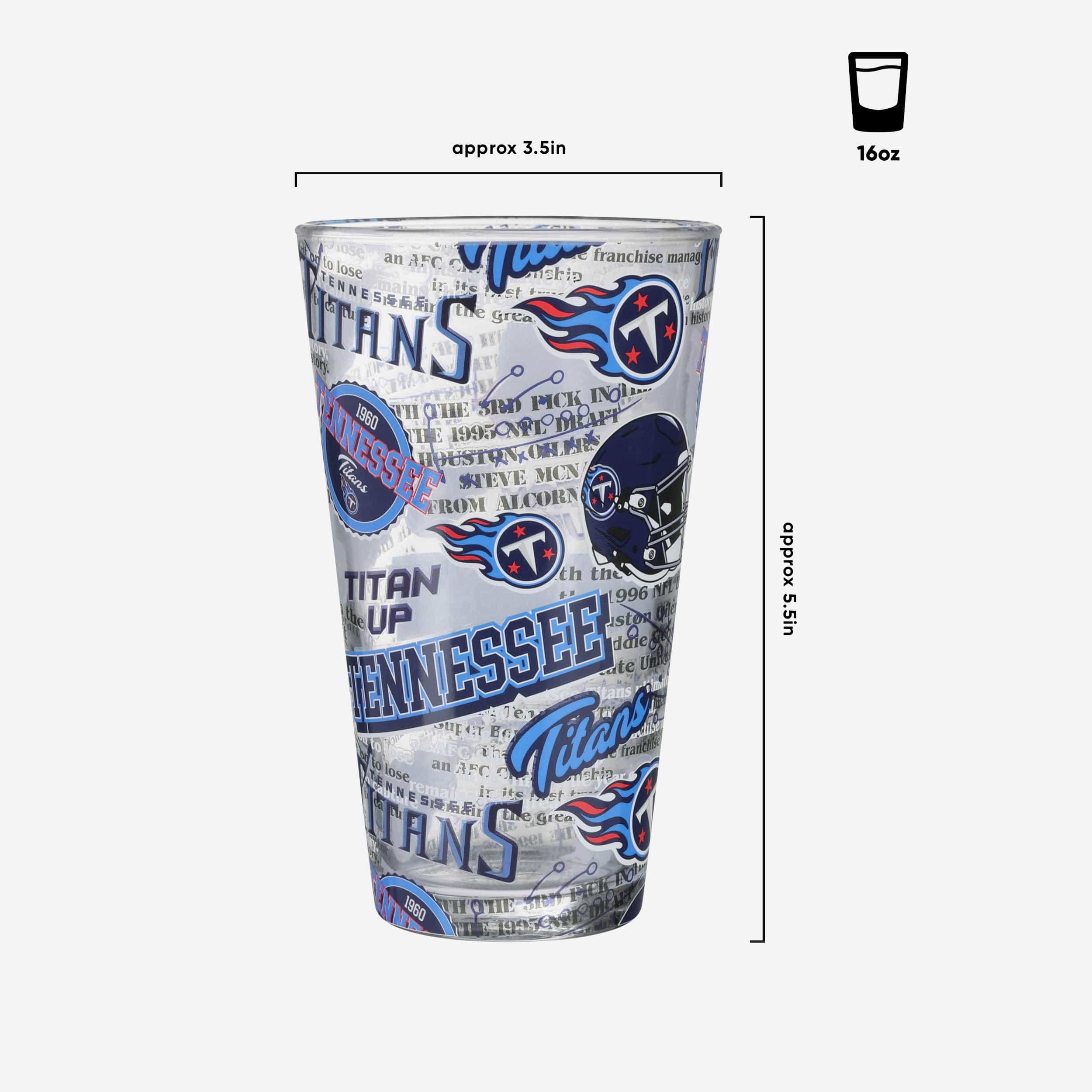 Tennessee Titans Historic Print Pint Glass - Image 3