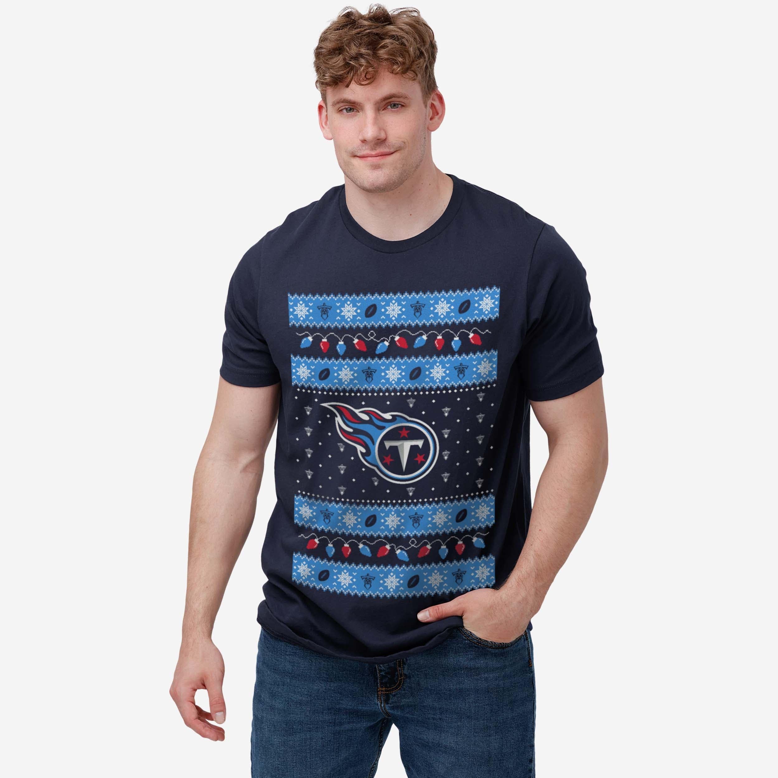 Tennessee Titans Holiday Lights Sweater T-Shirt - Image 2