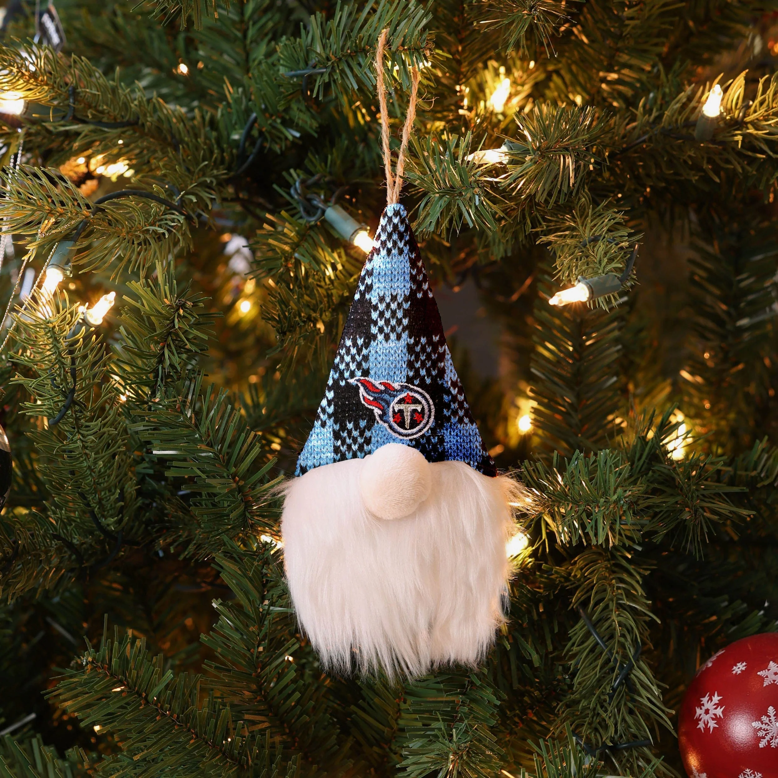 Tennessee Titans Plaid Hat Plush Gnome Ornament - Image 3