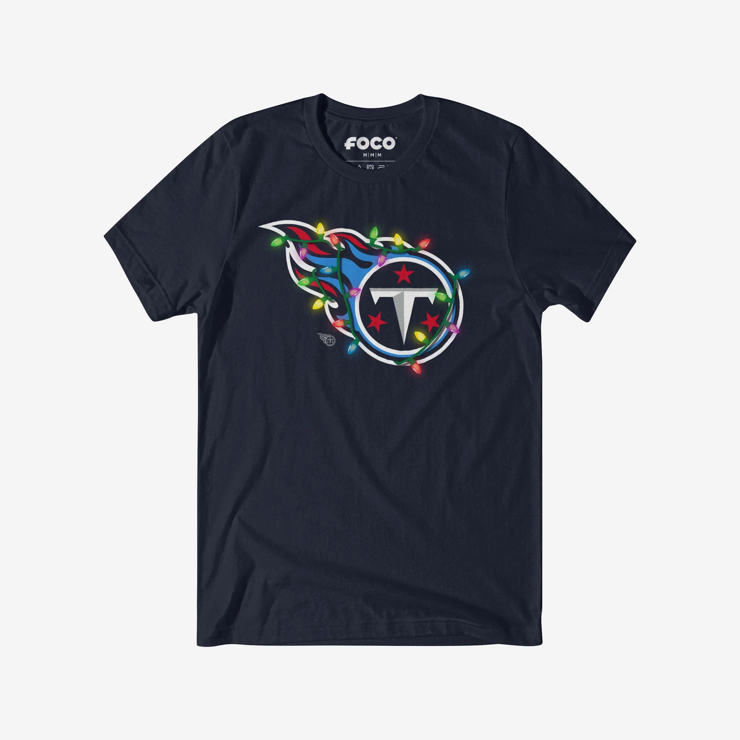 Tennessee Titans Primary Logo Holiday Lights T-Shirt