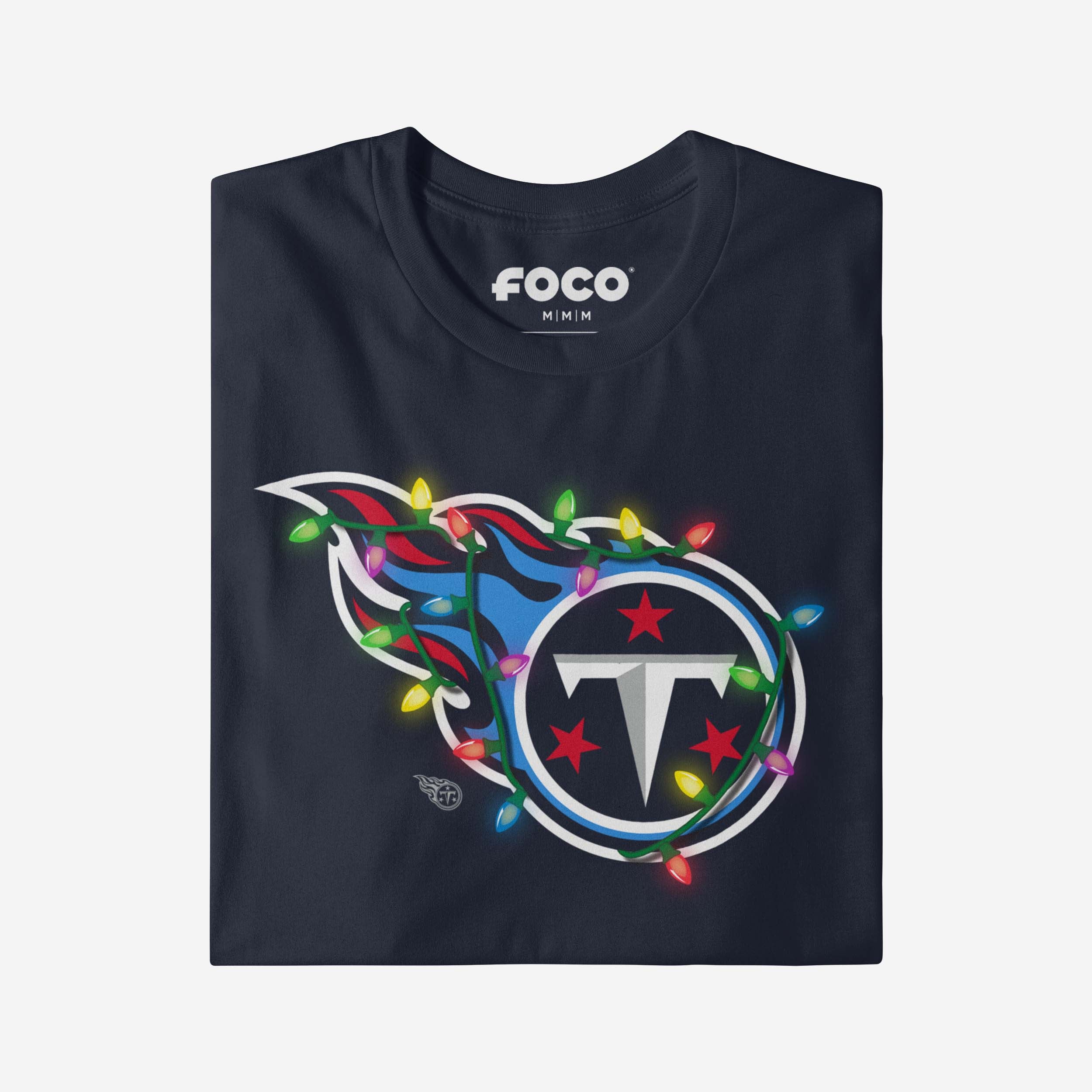 Tennessee Titans Primary Logo Holiday Lights T-Shirt - Image 4