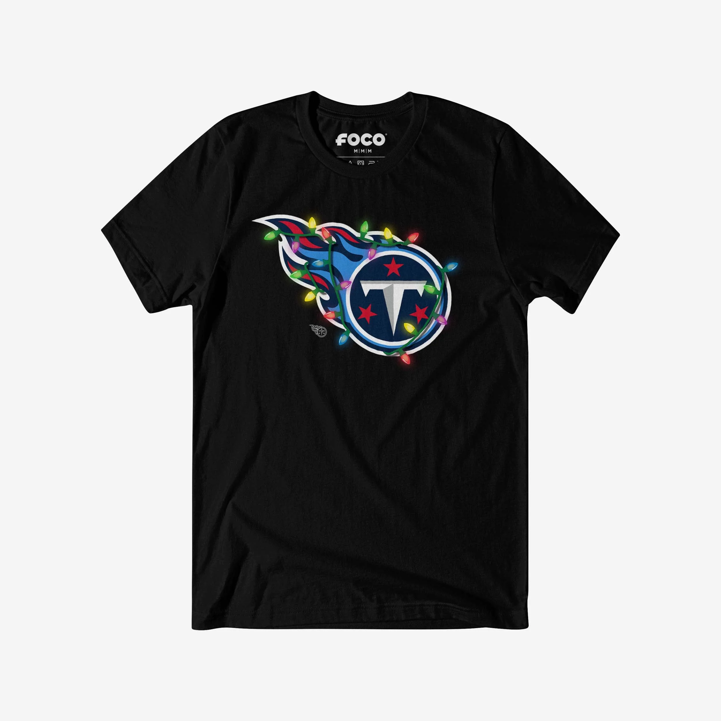 Tennessee Titans Primary Logo Holiday Lights T-Shirt - Image 5
