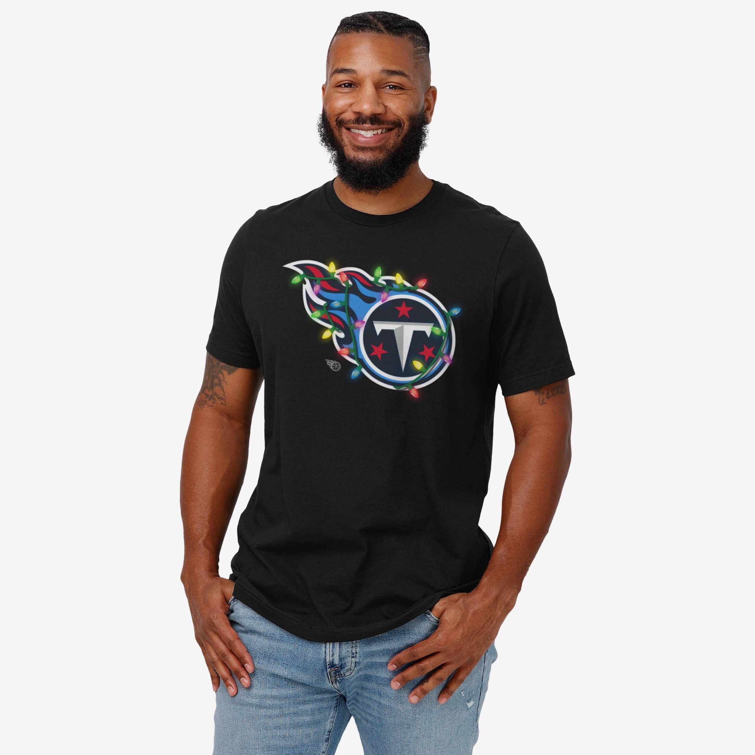 Tennessee Titans Primary Logo Holiday Lights T-Shirt - Image 6
