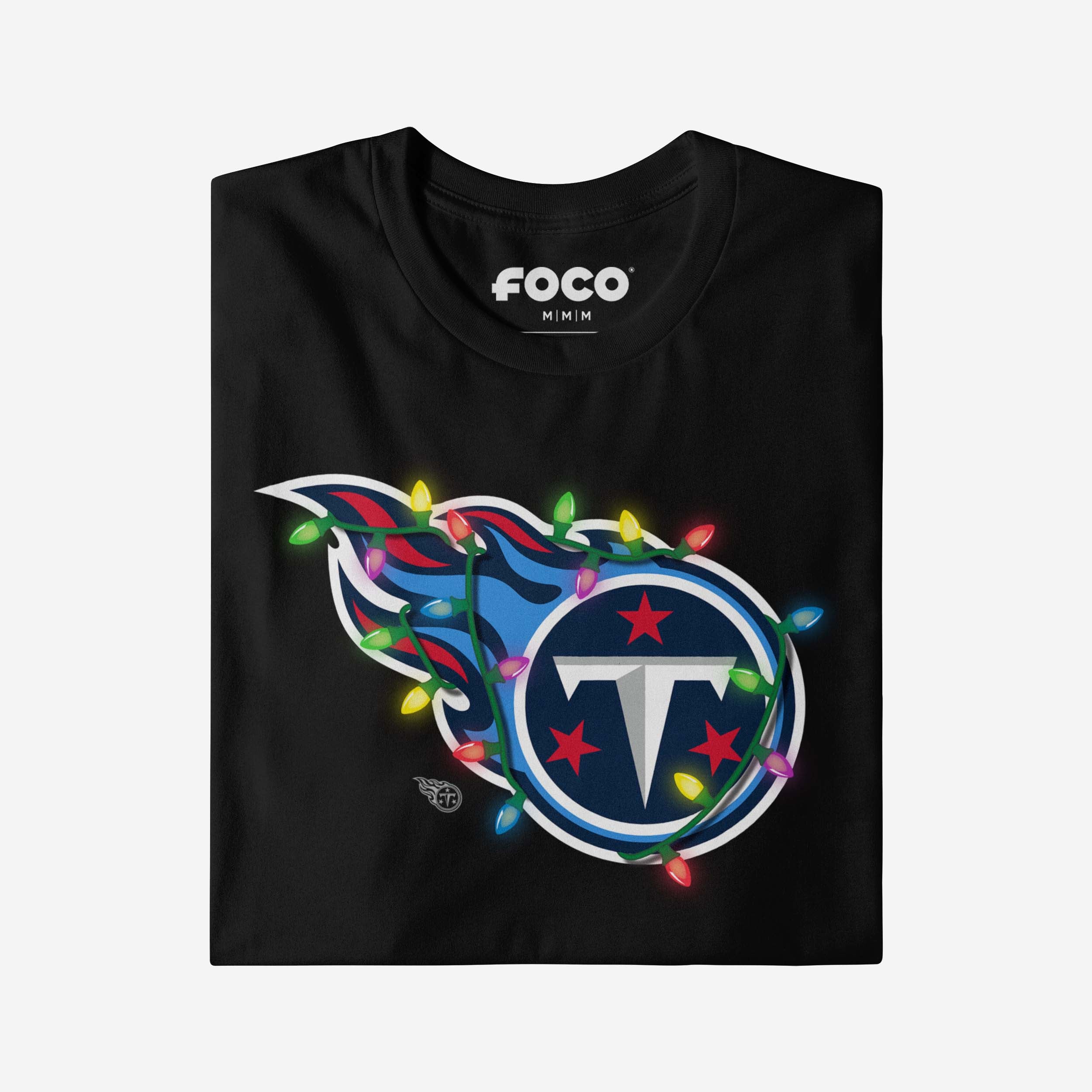 Tennessee Titans Primary Logo Holiday Lights T-Shirt - Image 8