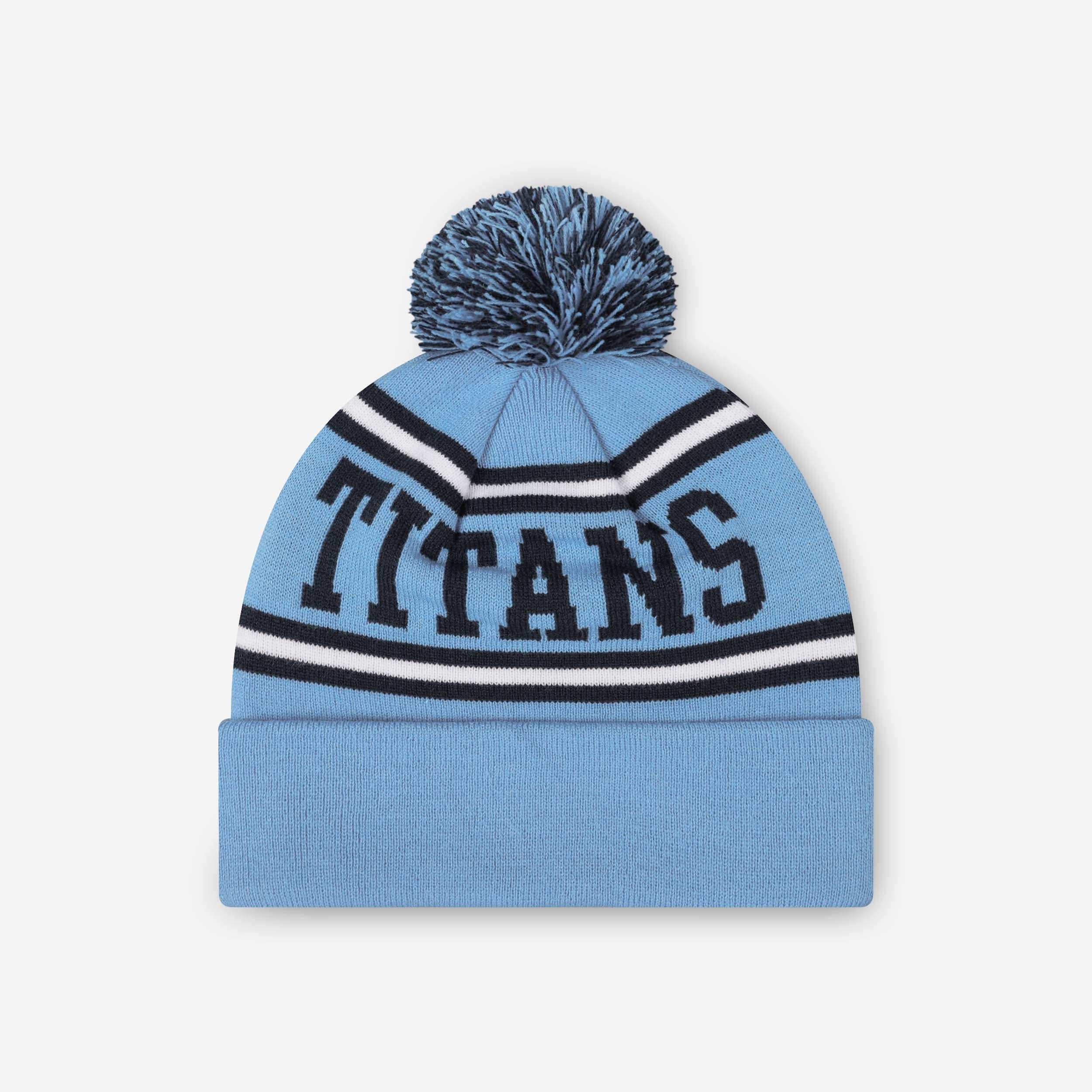Tennessee Titans Primary Logo Stripe Pom Beanie - Image 2
