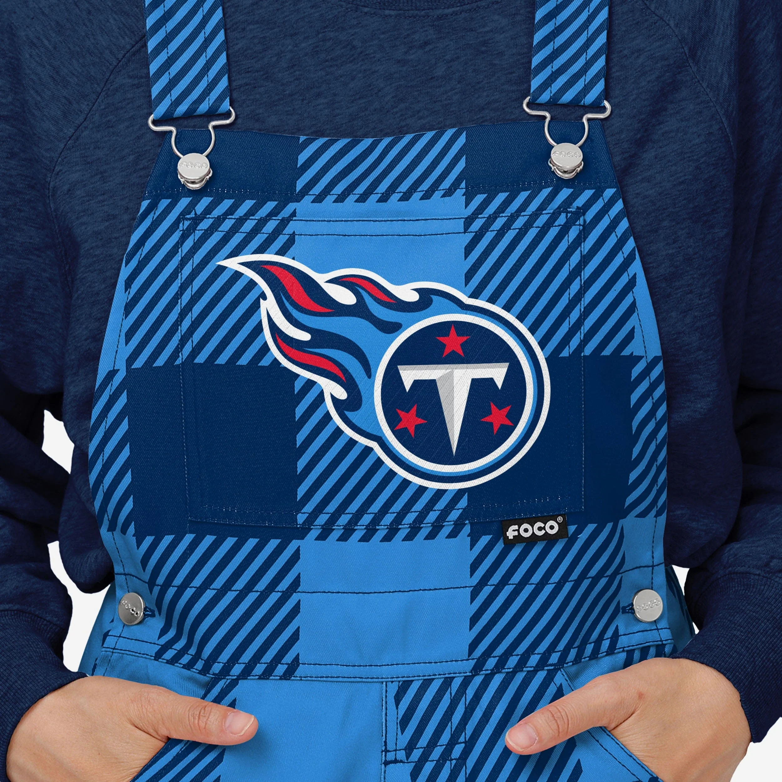 Tennessee Titans Womens Plaid Bib Overalls - Image 4