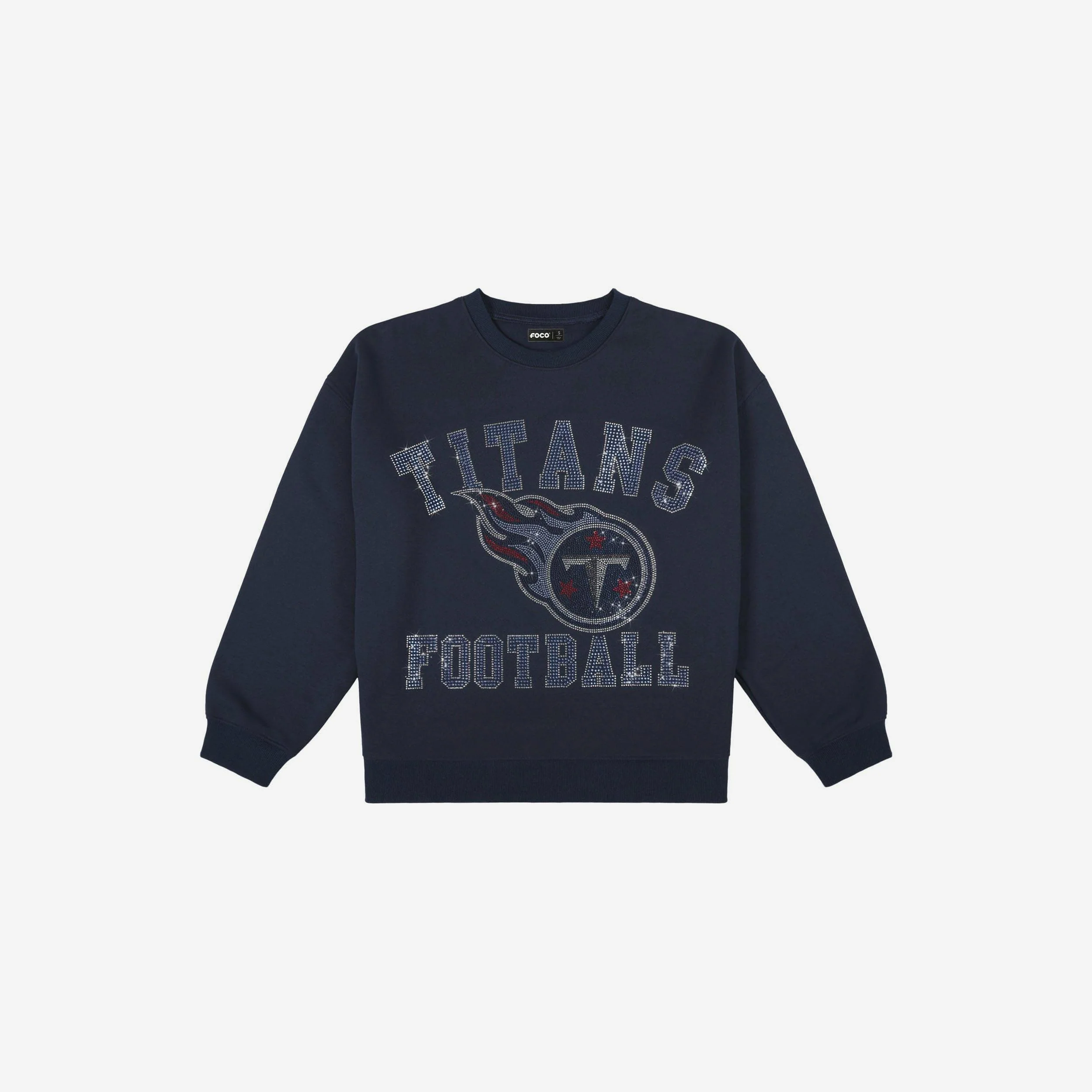 Tennessee Titans Womens Rhinestone Logo Oversized Crew Neck Sweatshirt - Image 4