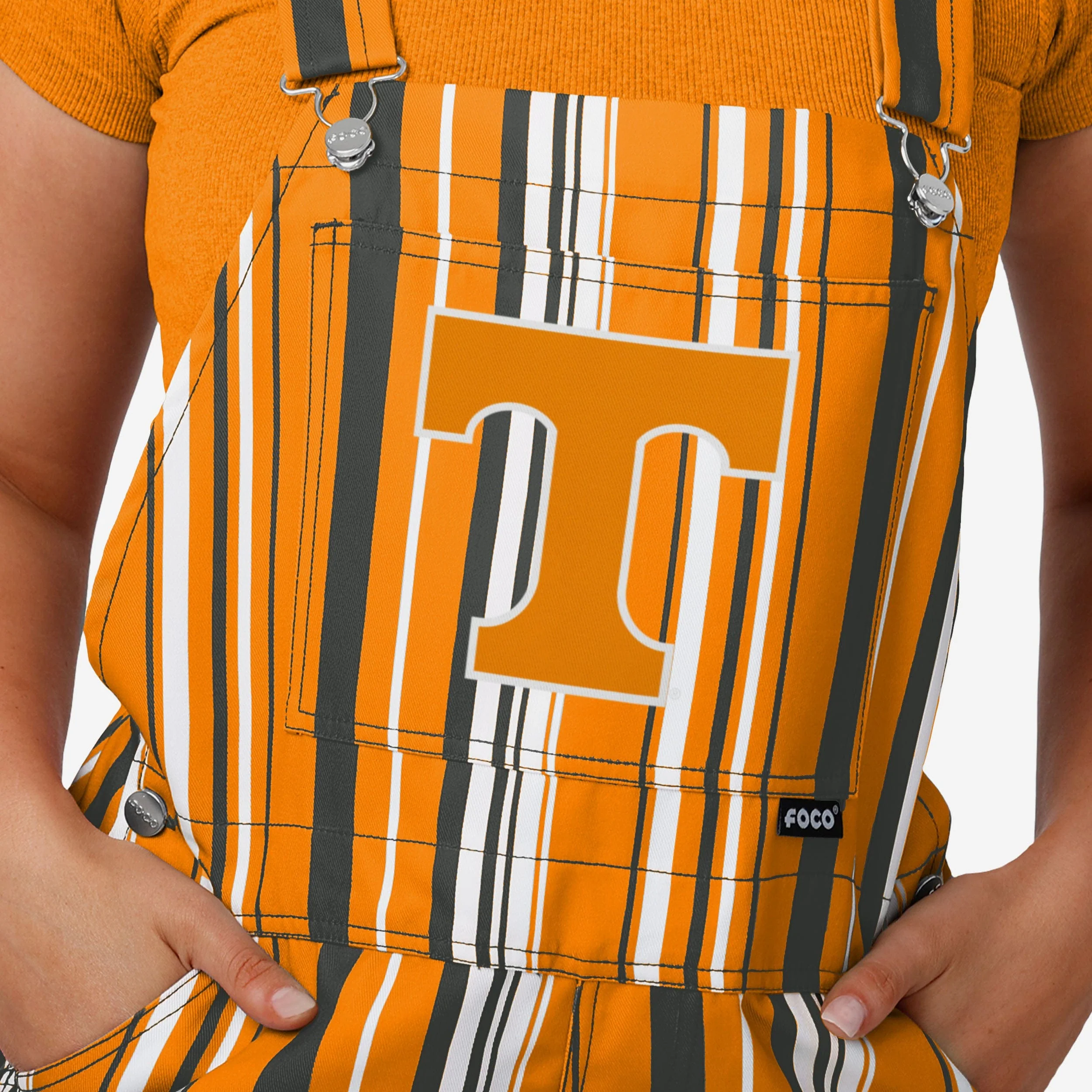 Tennessee Volunteers Womens Hyper Stripe Bib Overalls - Image 4