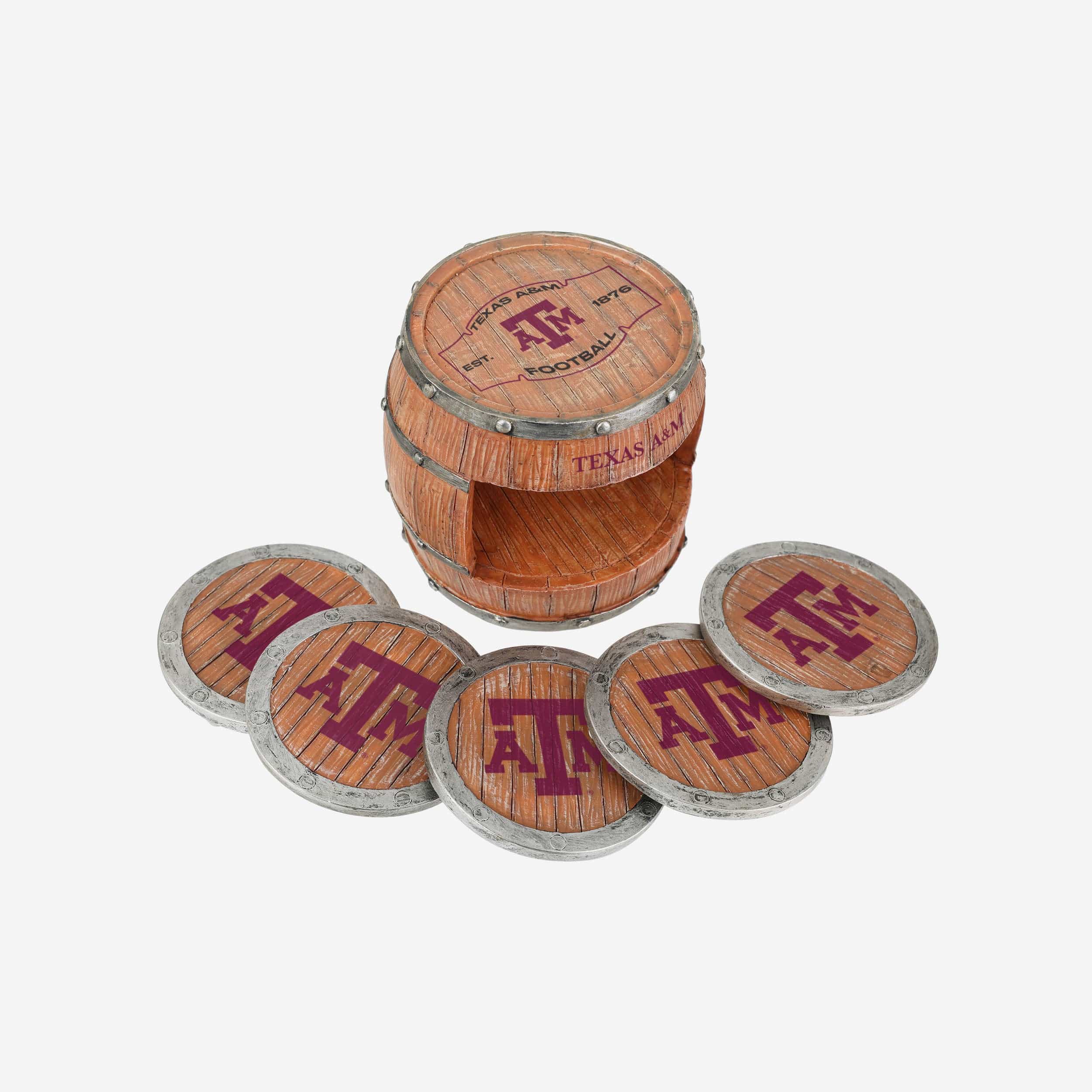 Texas A&M Aggies 5 Pack Barrel Coaster Set - Image 3
