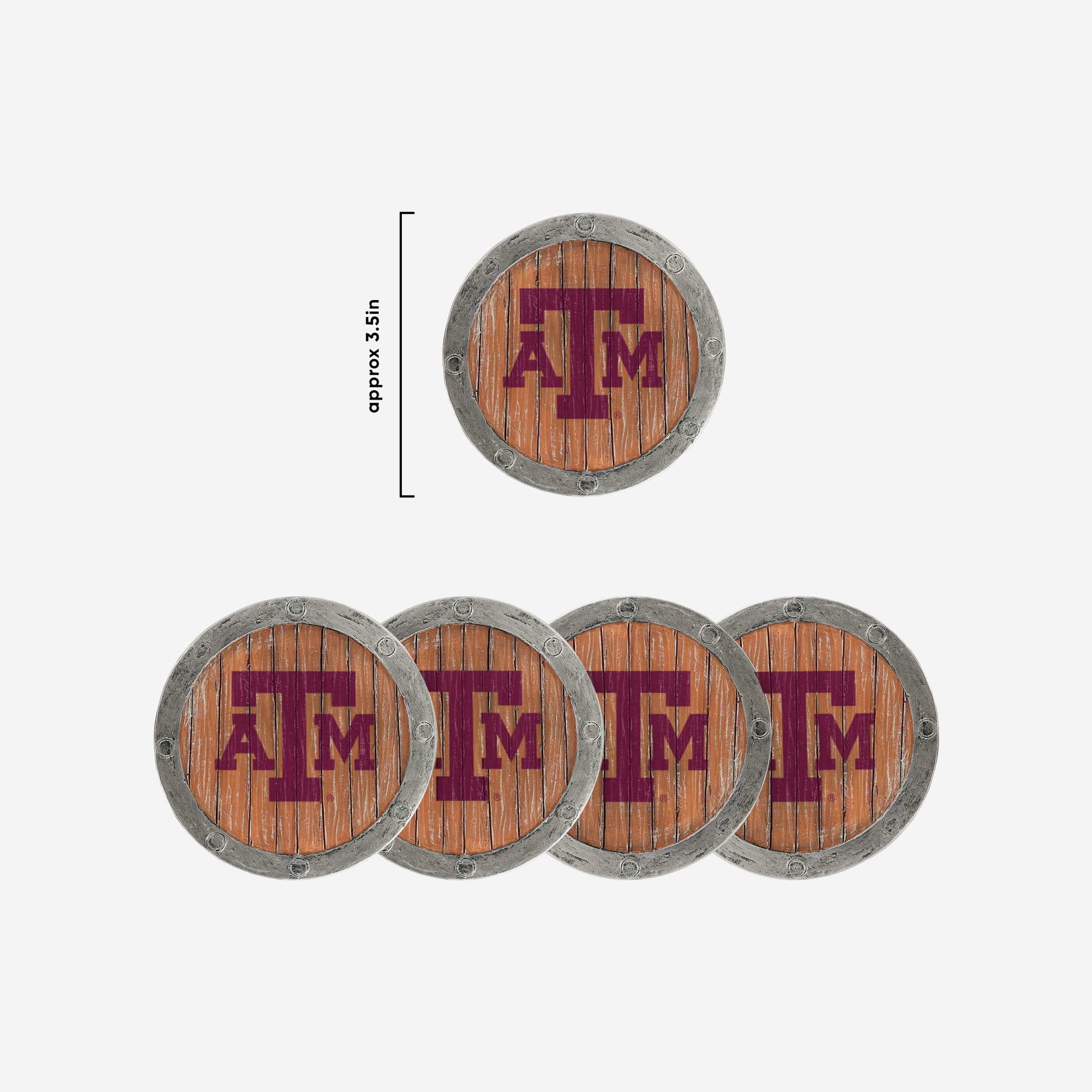 Texas A&M Aggies 5 Pack Barrel Coaster Set - Image 5