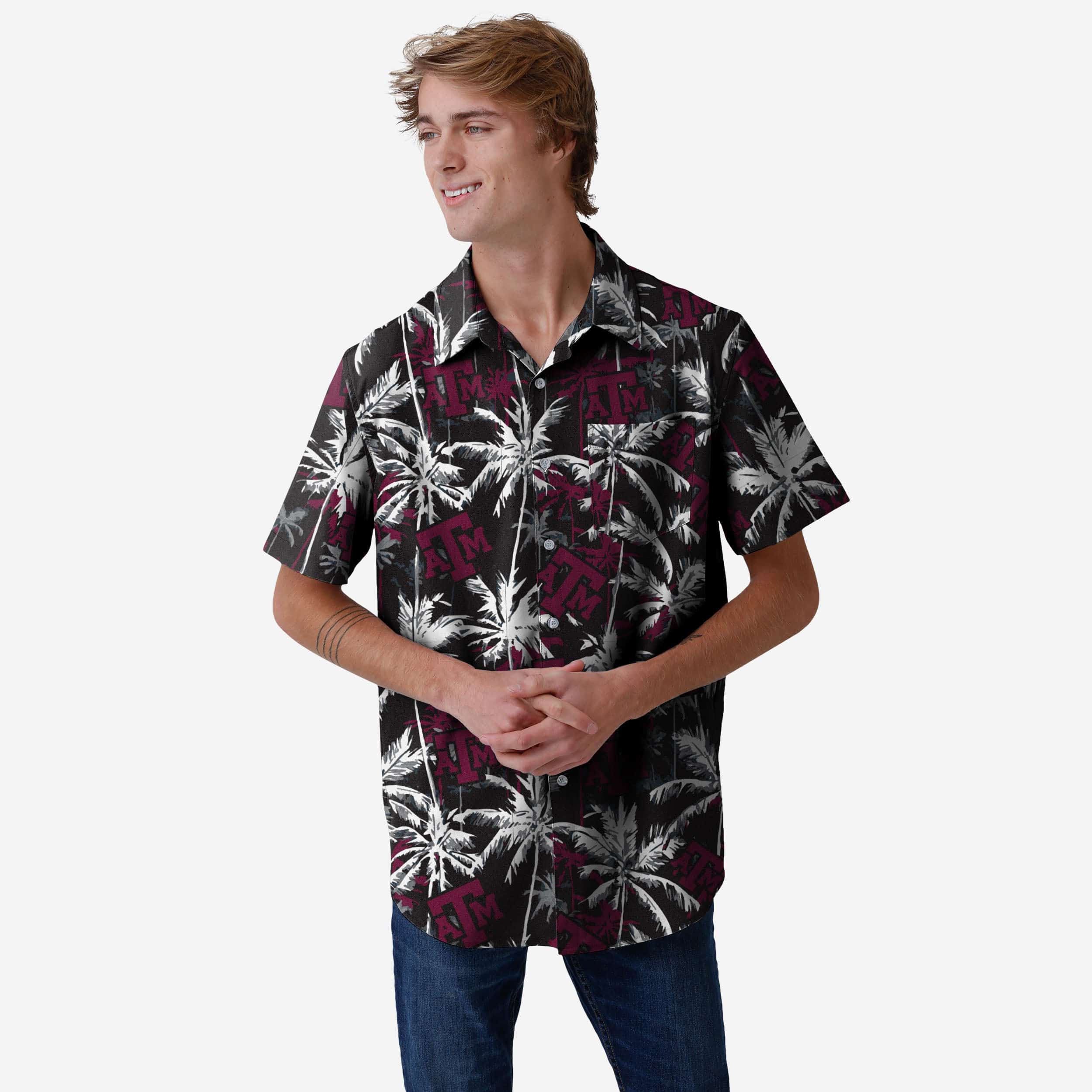 Texas A&M Aggies Black Floral Button Up Shirt