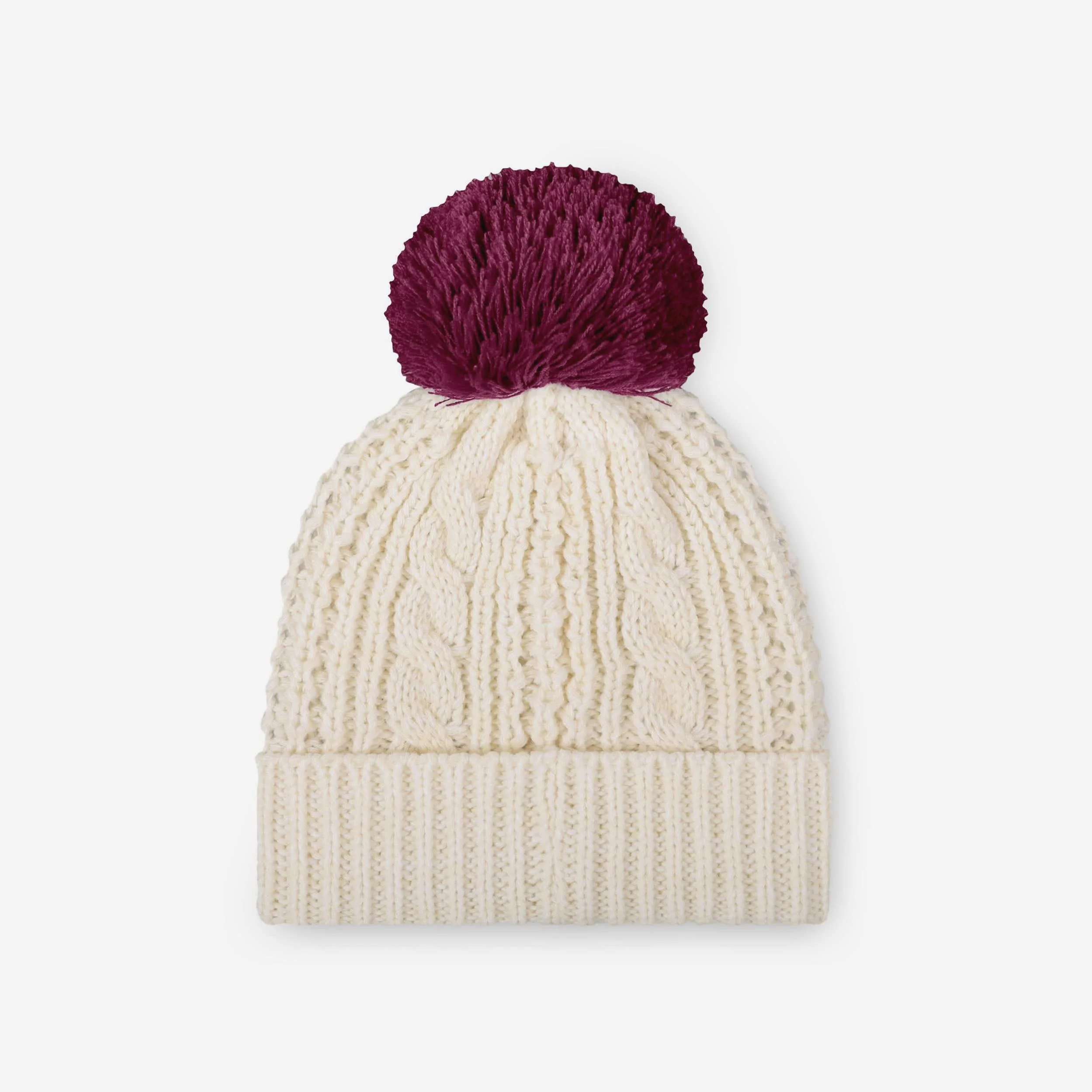 Texas A&M Aggies Womens Primary Logo White Cable Knit Pom Beanie - Image 2