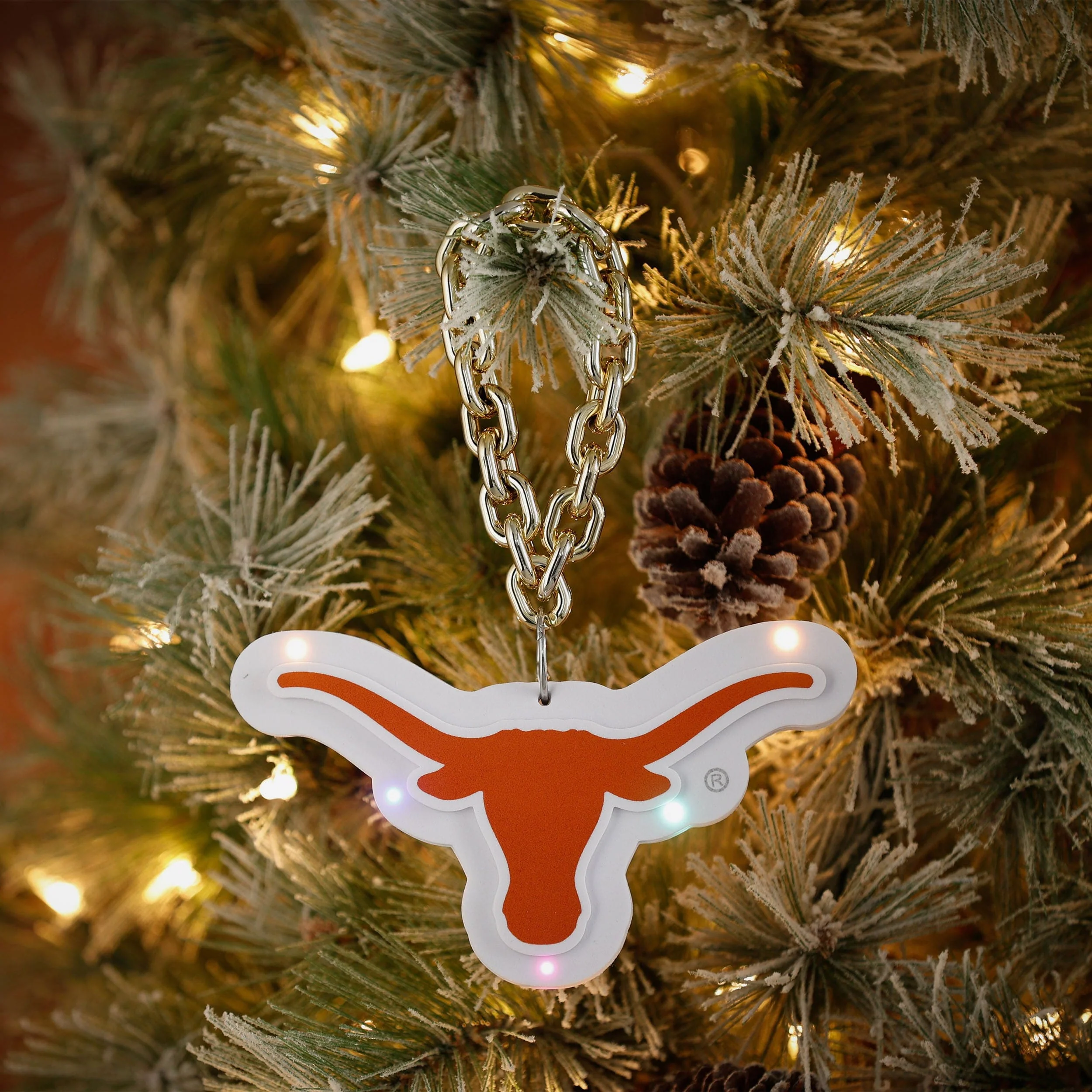 Texas Longhorns Big Logo Light Up Chain Ornament - Image 3