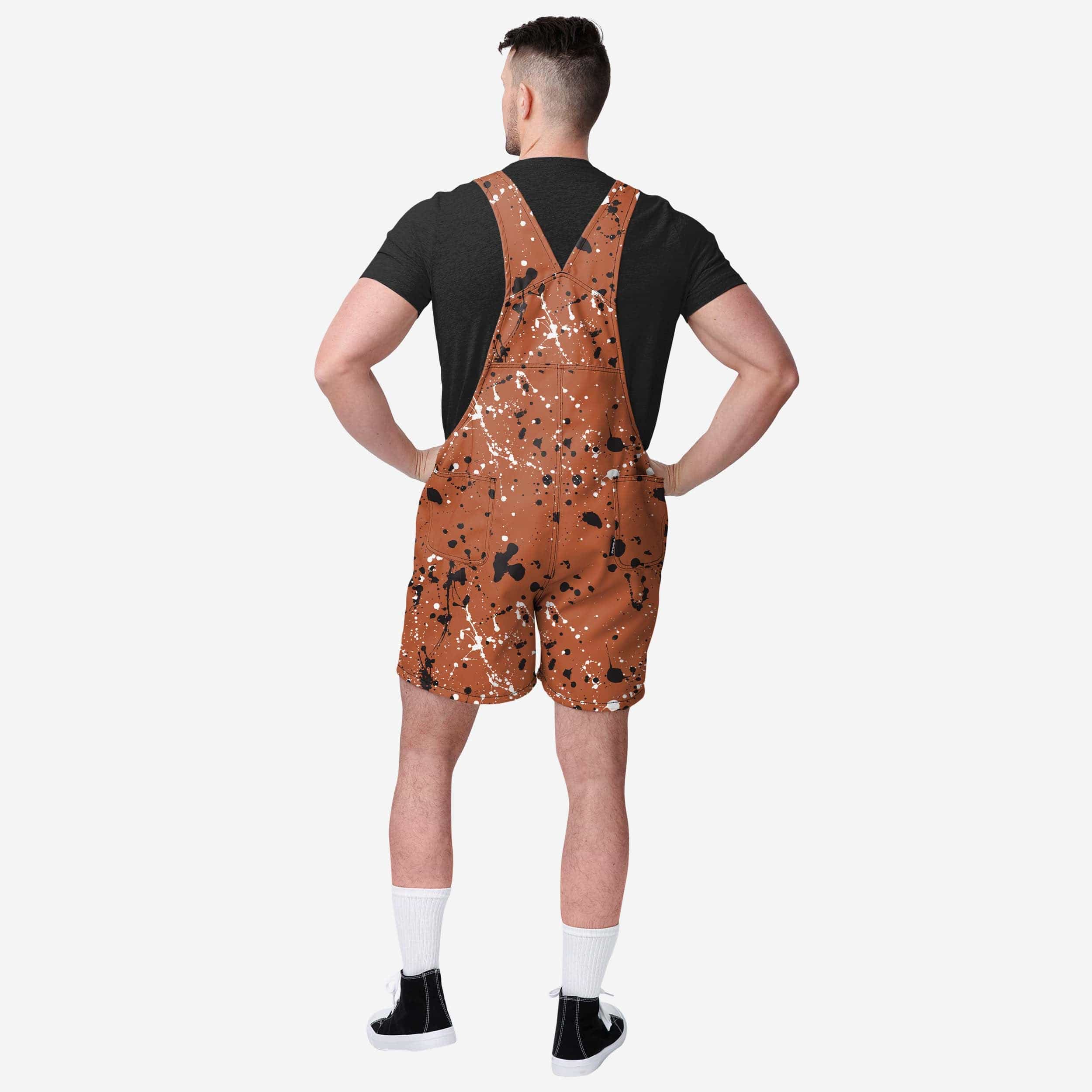 Texas Longhorns Mens Paint Splatter Bib Shortalls - Image 2