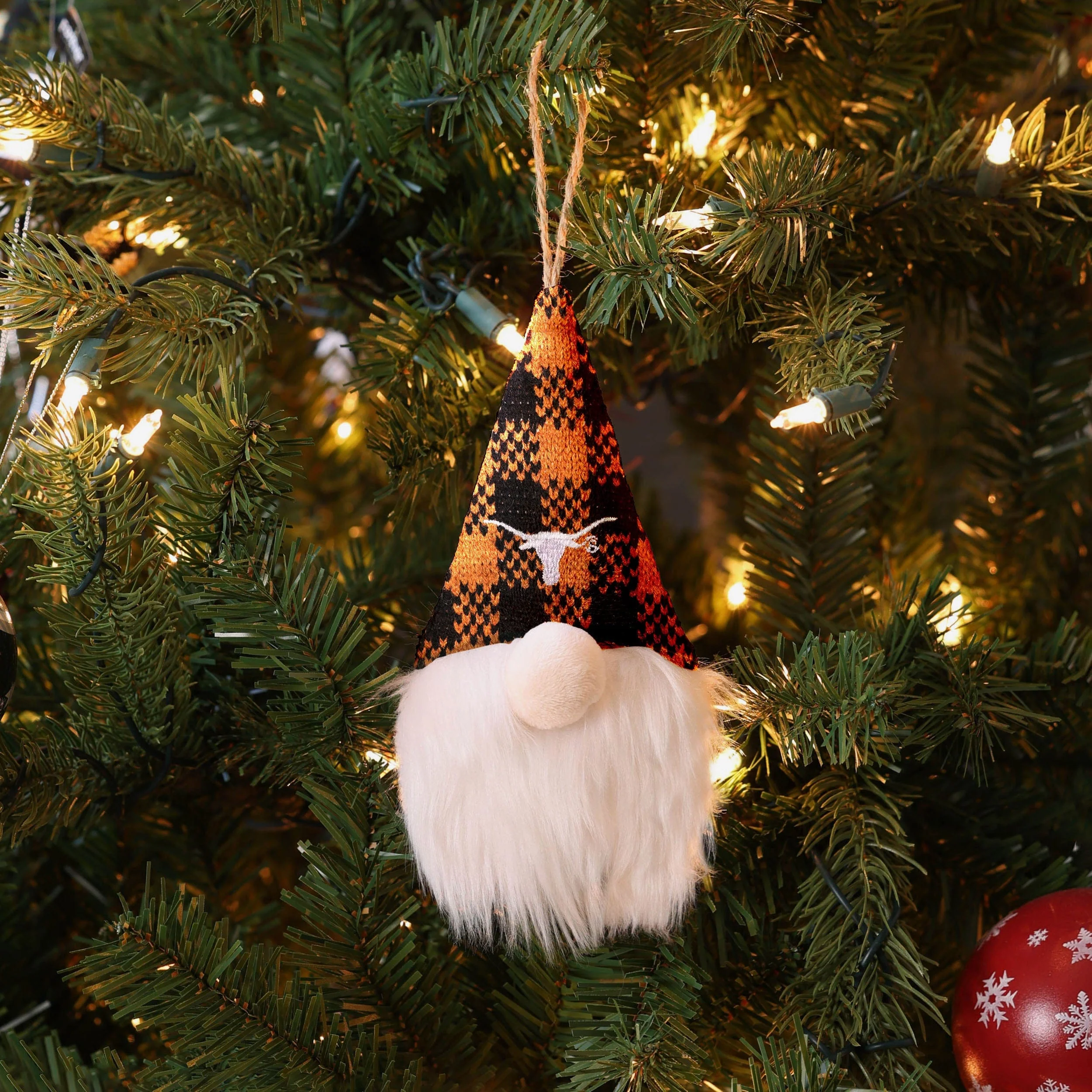 Texas Longhorns Plaid Hat Plush Gnome Ornament - Image 2