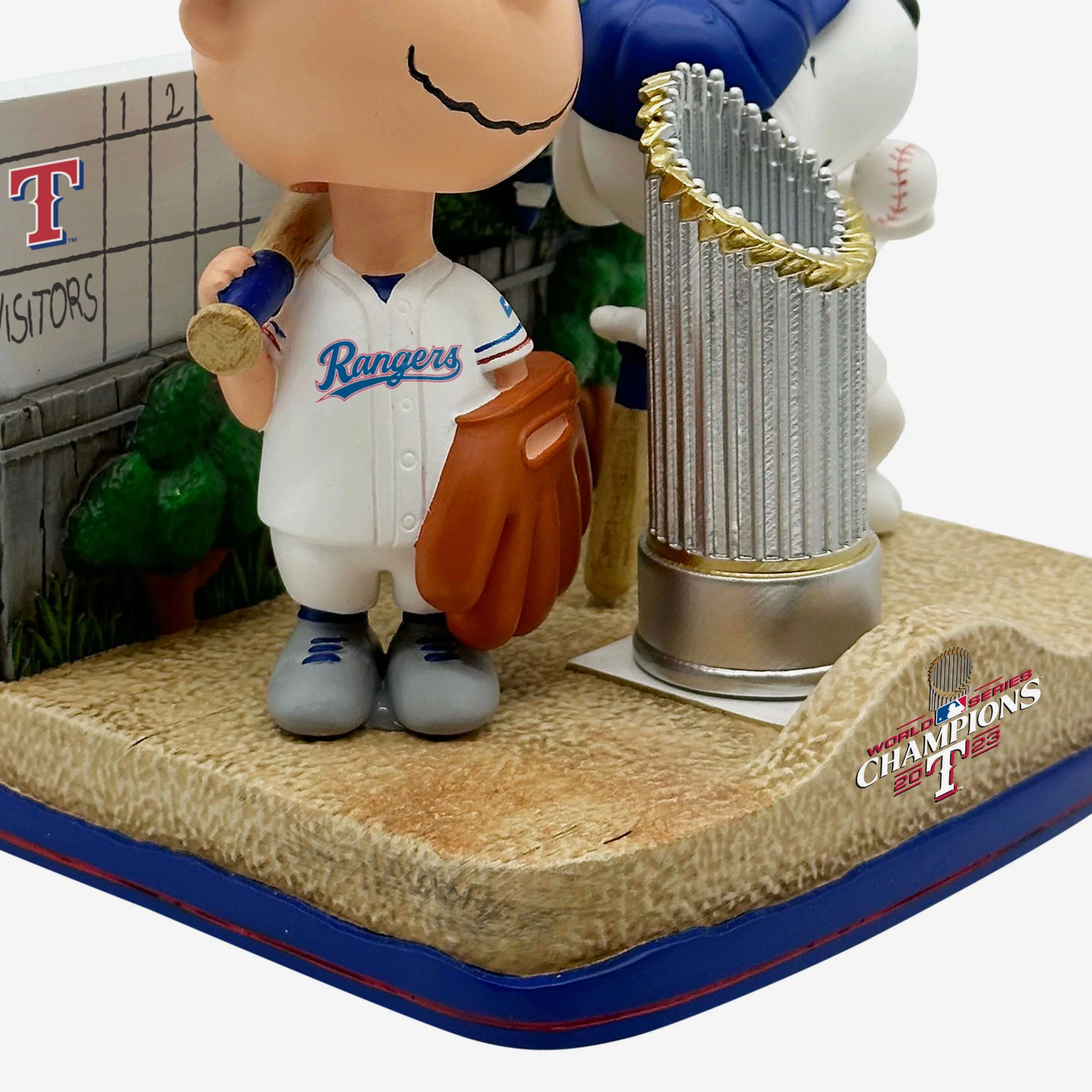 Texas Rangers Charlie Brown & Snoopy Peanuts 2023 World Series Champions Trophy Dual Bobblehead - Image 4