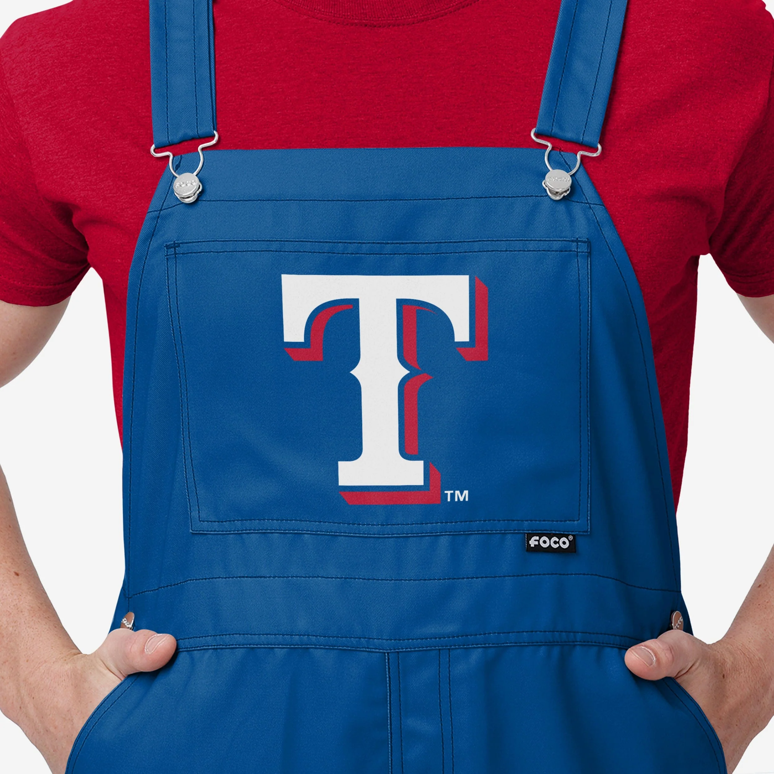Texas Rangers Mens Big Logo Bib Overalls - Image 4