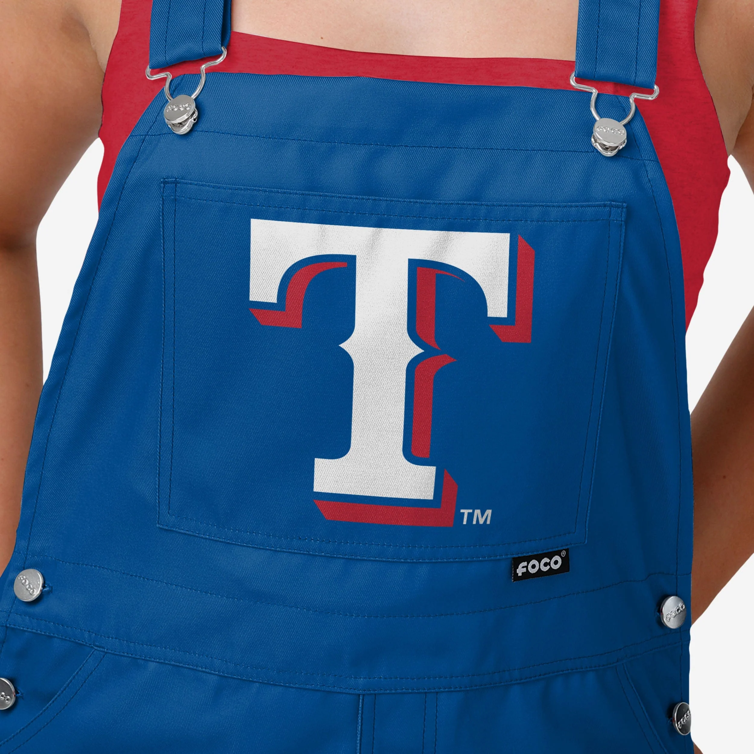 Texas Rangers Womens Big Logo Bib Overalls - Image 4