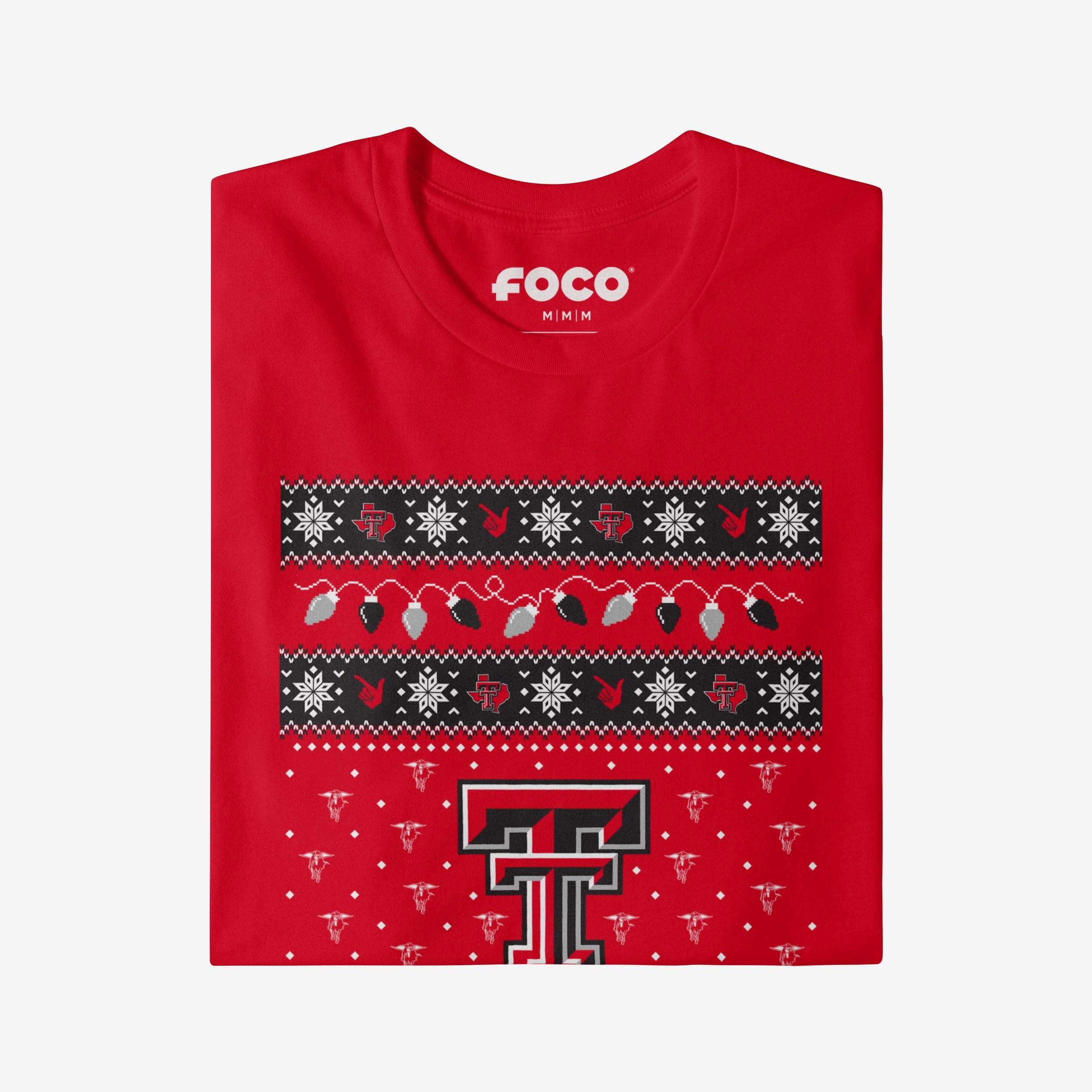 Texas Tech Red Raiders Holiday Lights Sweater Long Sleeve T-Shirt - Image 4